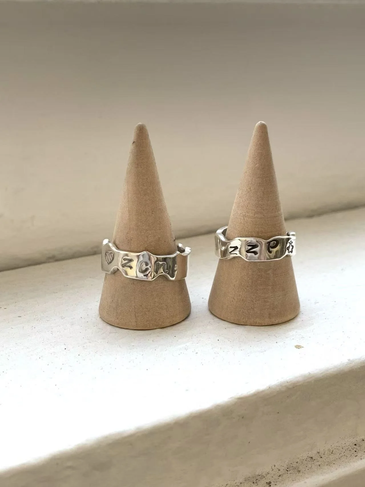Wavy Script Ring $280/Pair