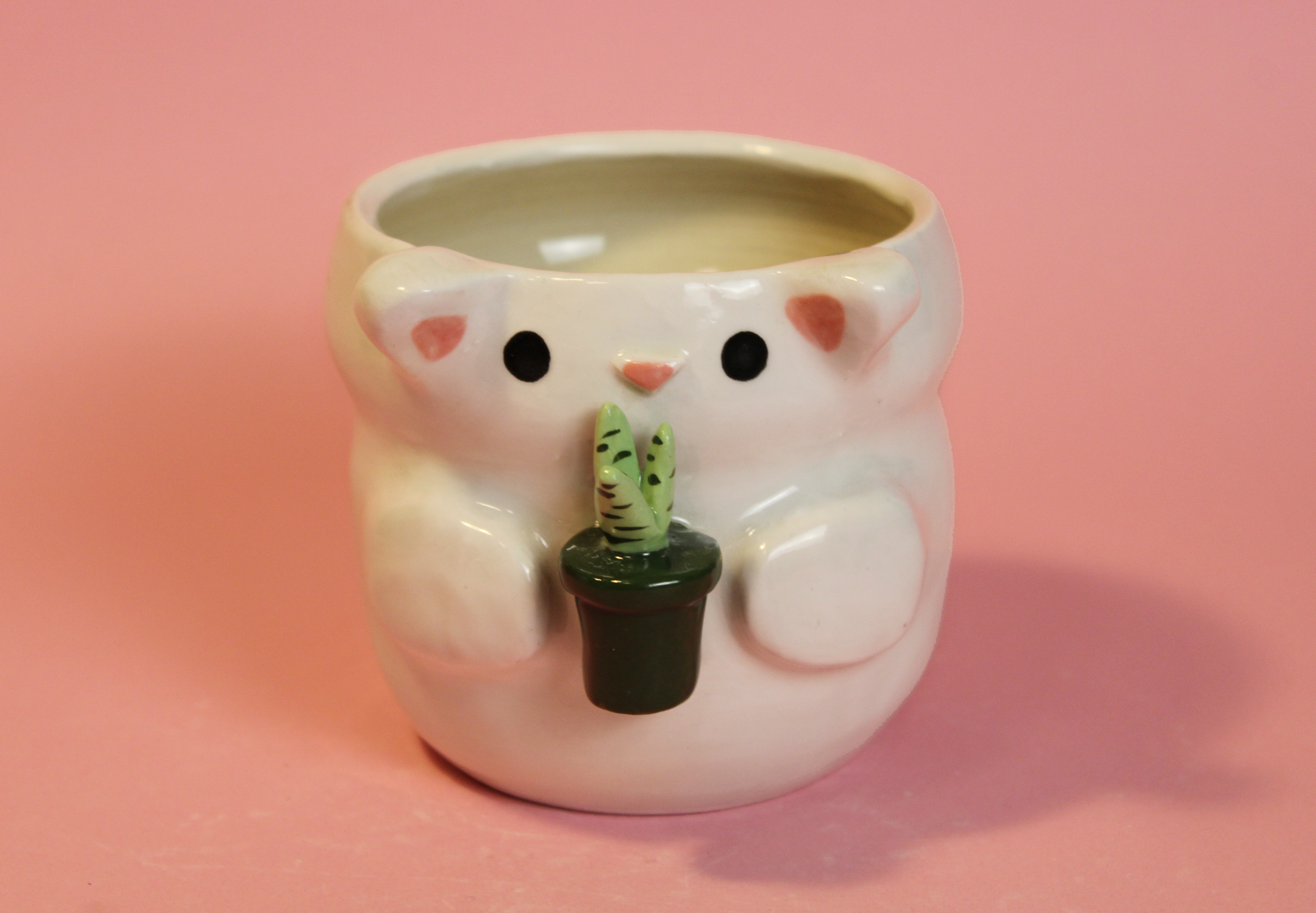 White Kitty Planter