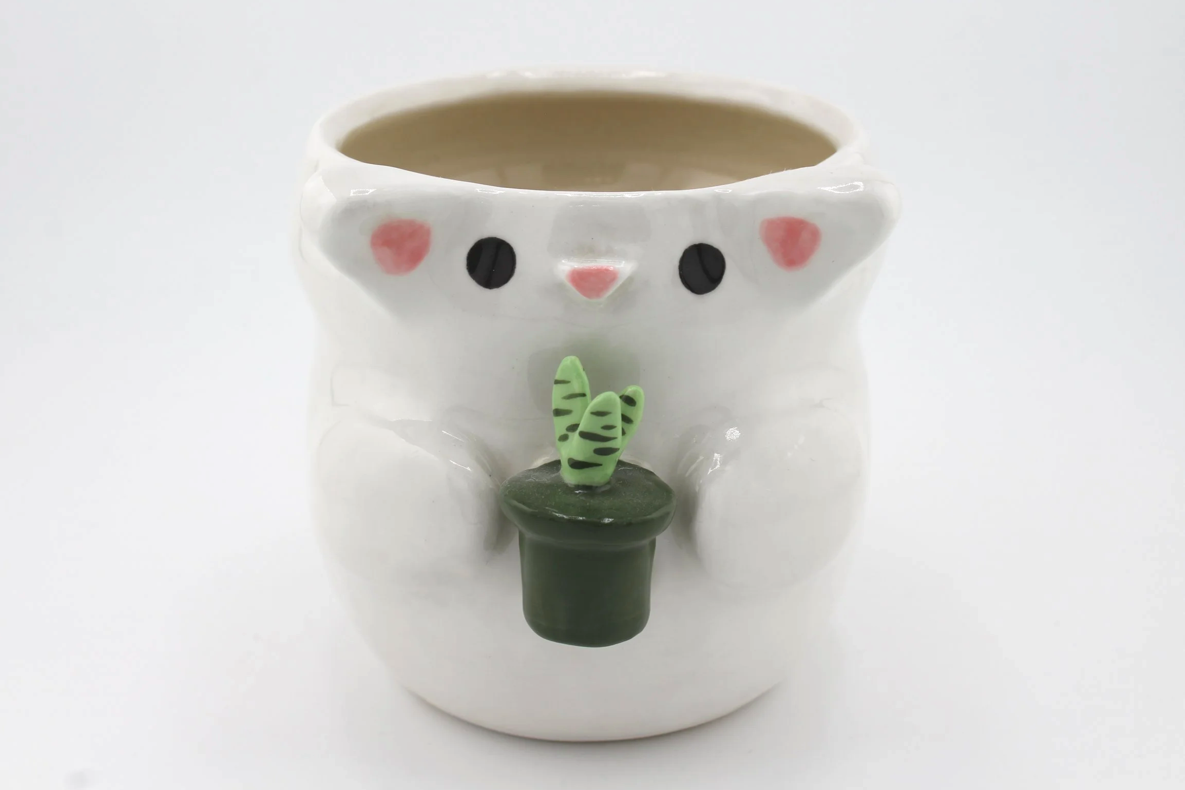White Kitty Planter
