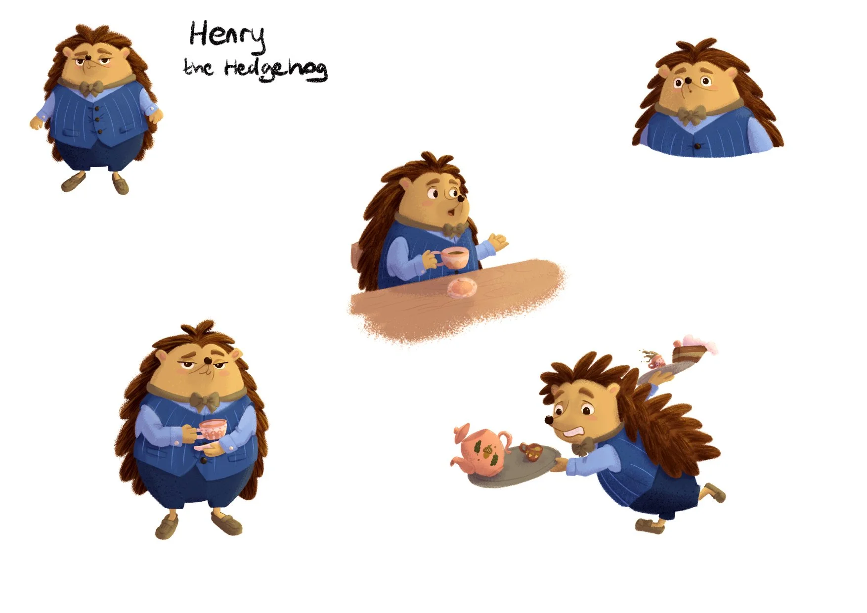 Hedgehog Character Design for Picture Book: The Tea Party
