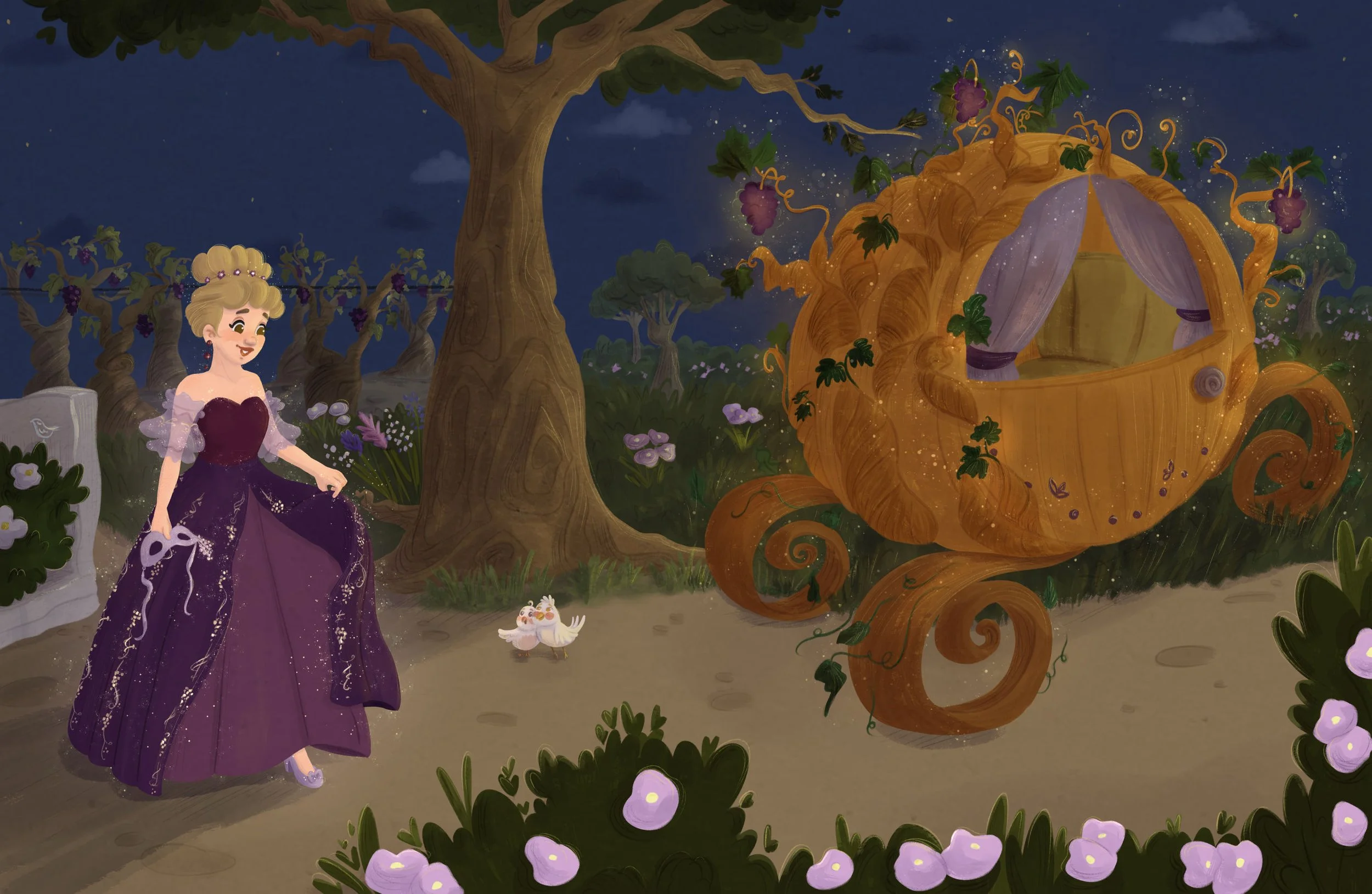 Double Page Spread Illustration for Picture Book: Cinderella - Story Retelling