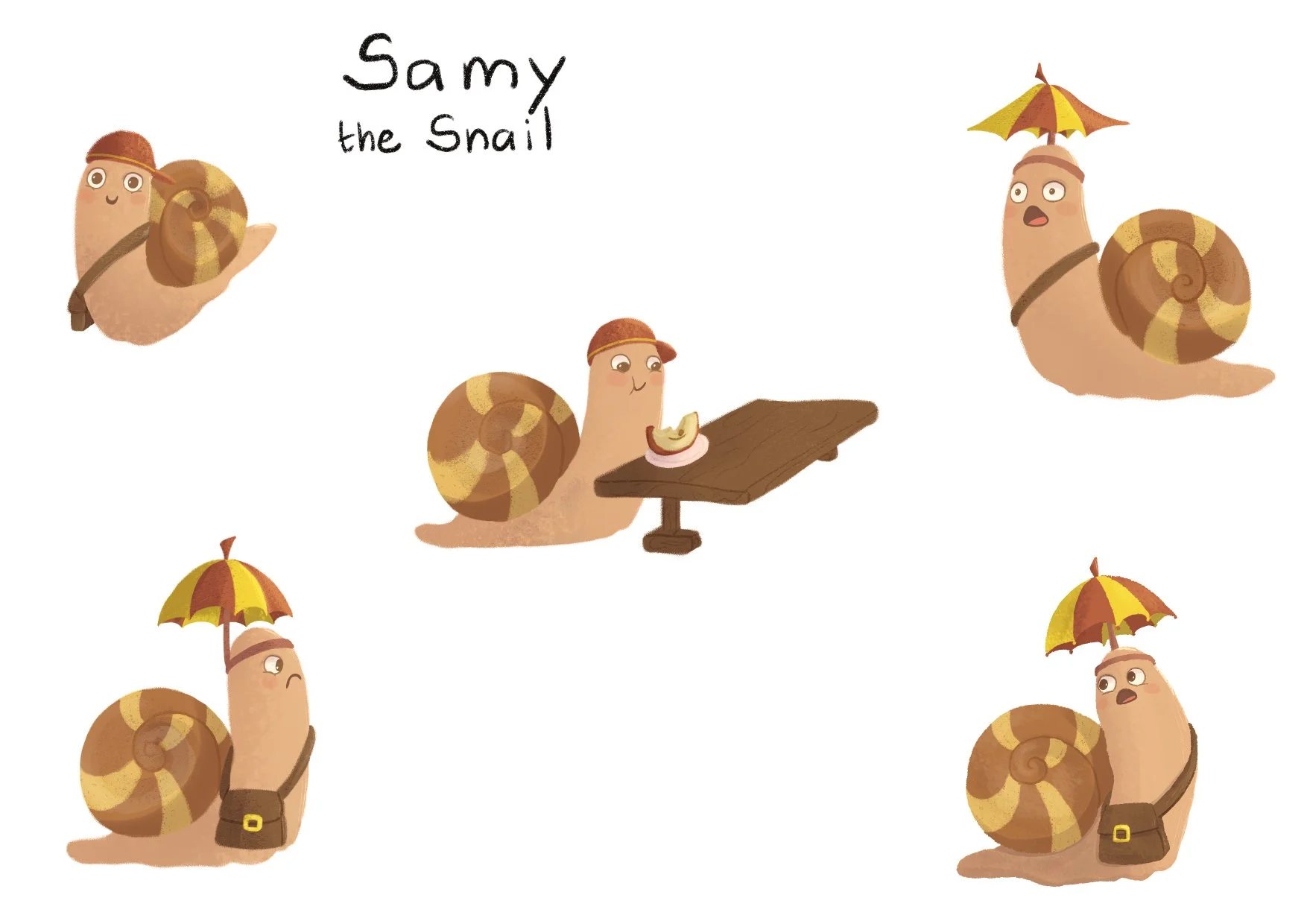 Snail Character Design for Picture Book: Rainy Day Parade