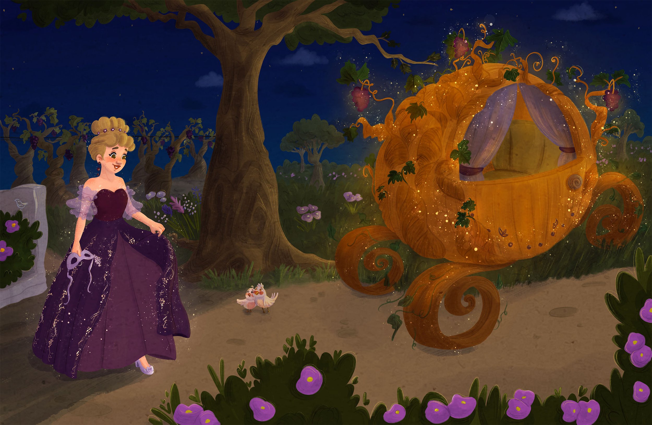Double Page Spread Illustration for Picture Book: Cinderella - Retelling