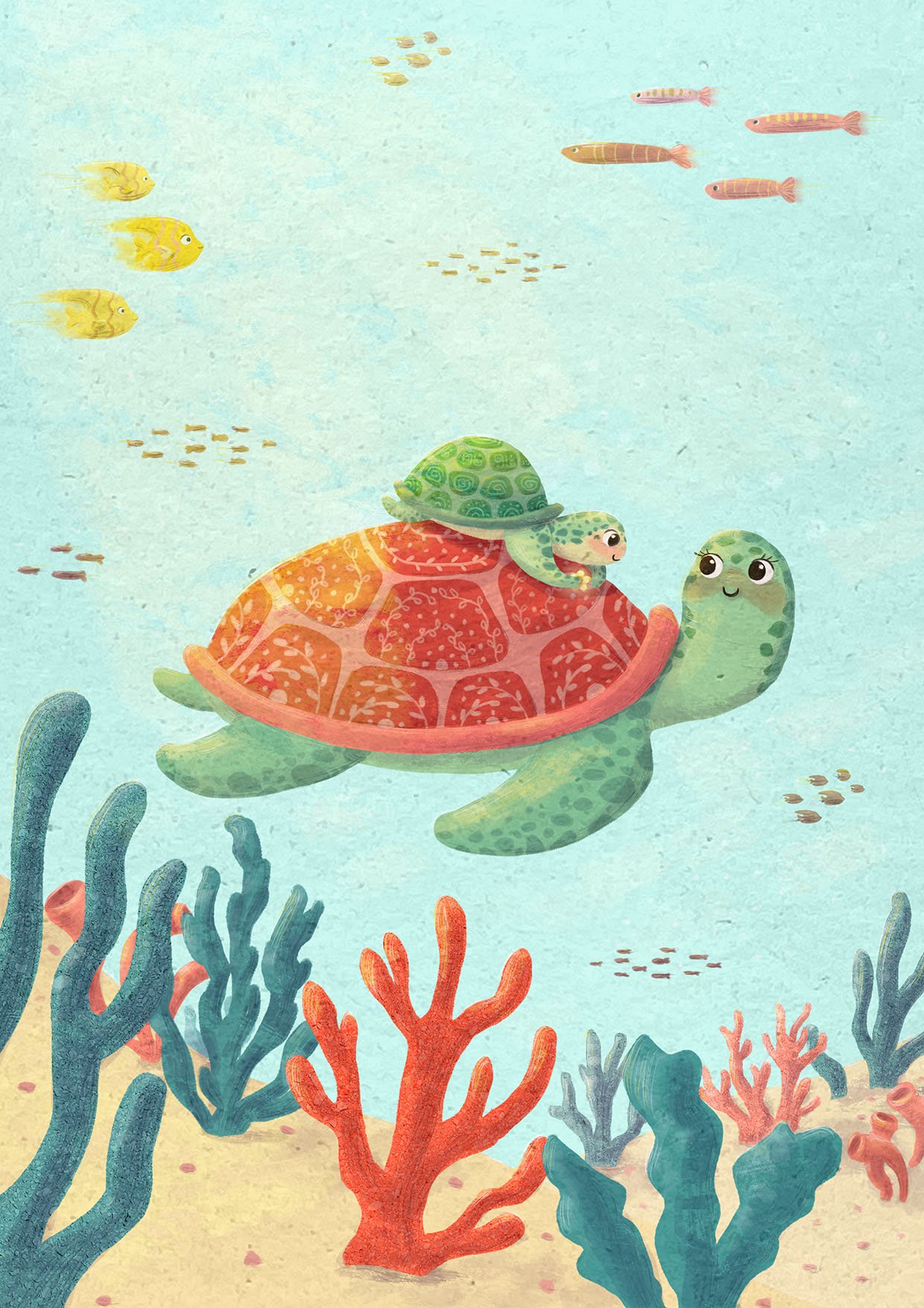 Full page illustration for Picture Book: Sea Life