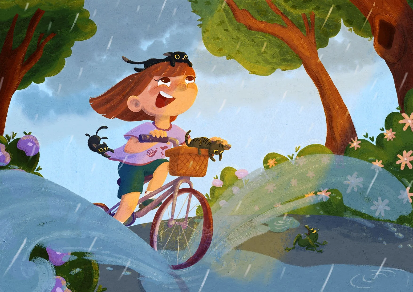 Full page illustration for Picture Book: The bike adventure