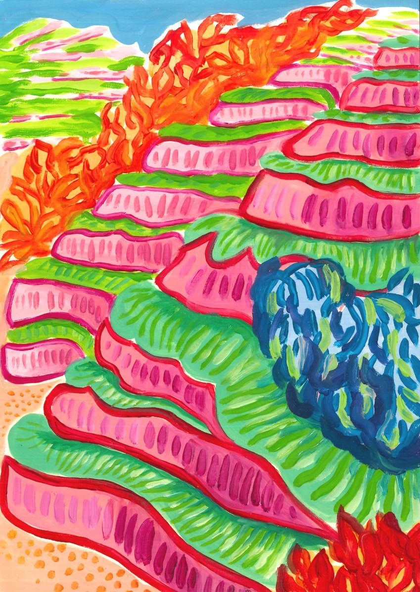 Candy Terraces 1, Oil on paper, A4