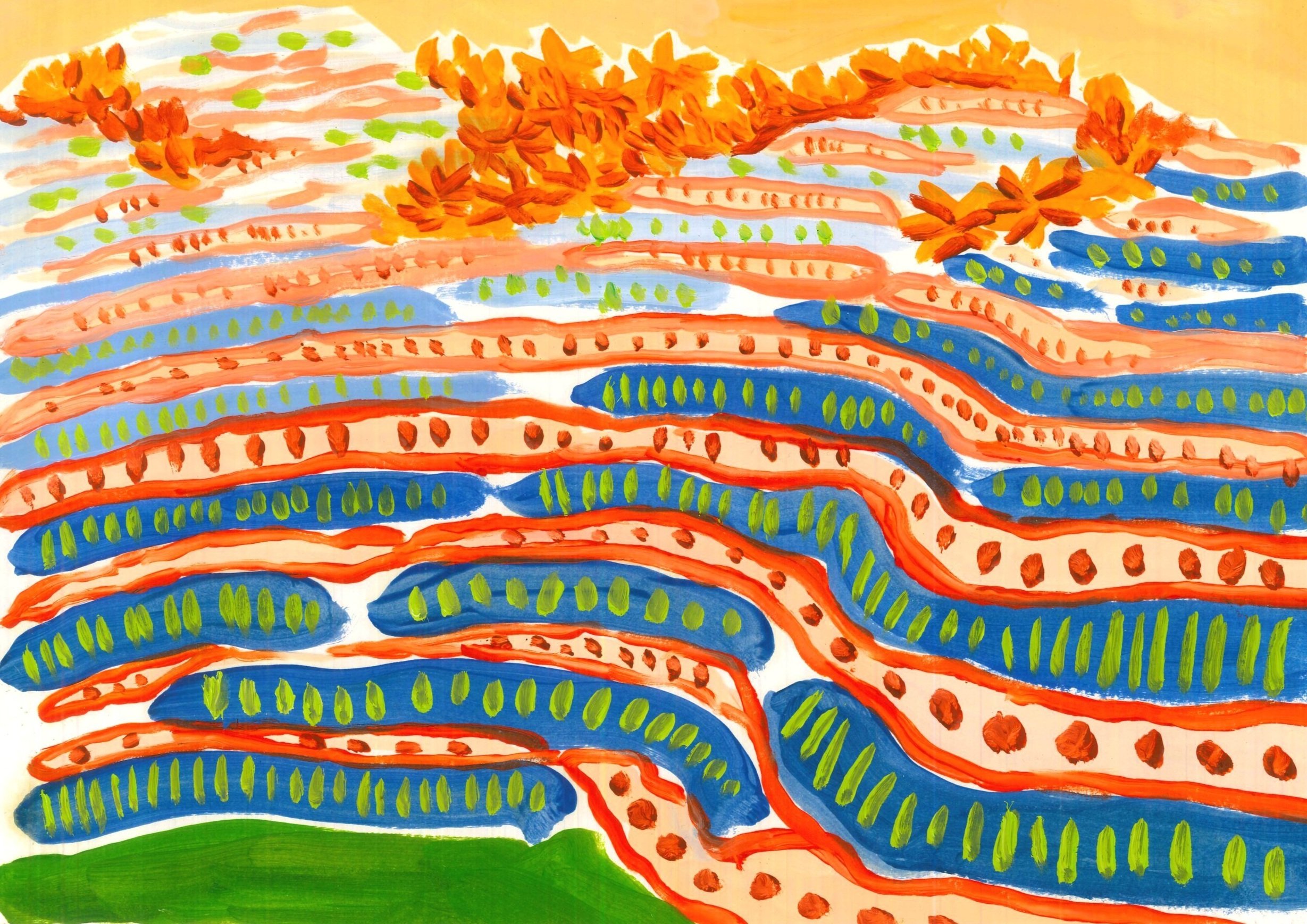 Crawling Hills, Oil on paper, A4