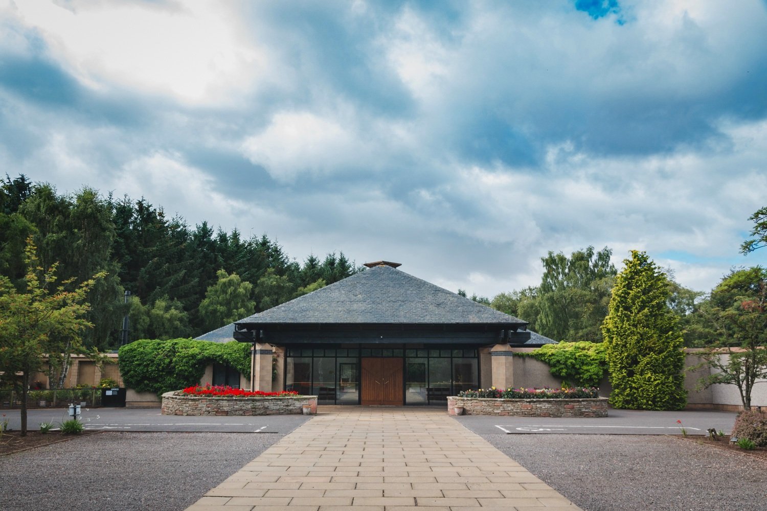 The entrance and gardens at Parkgrove Crematorium, Friockheim