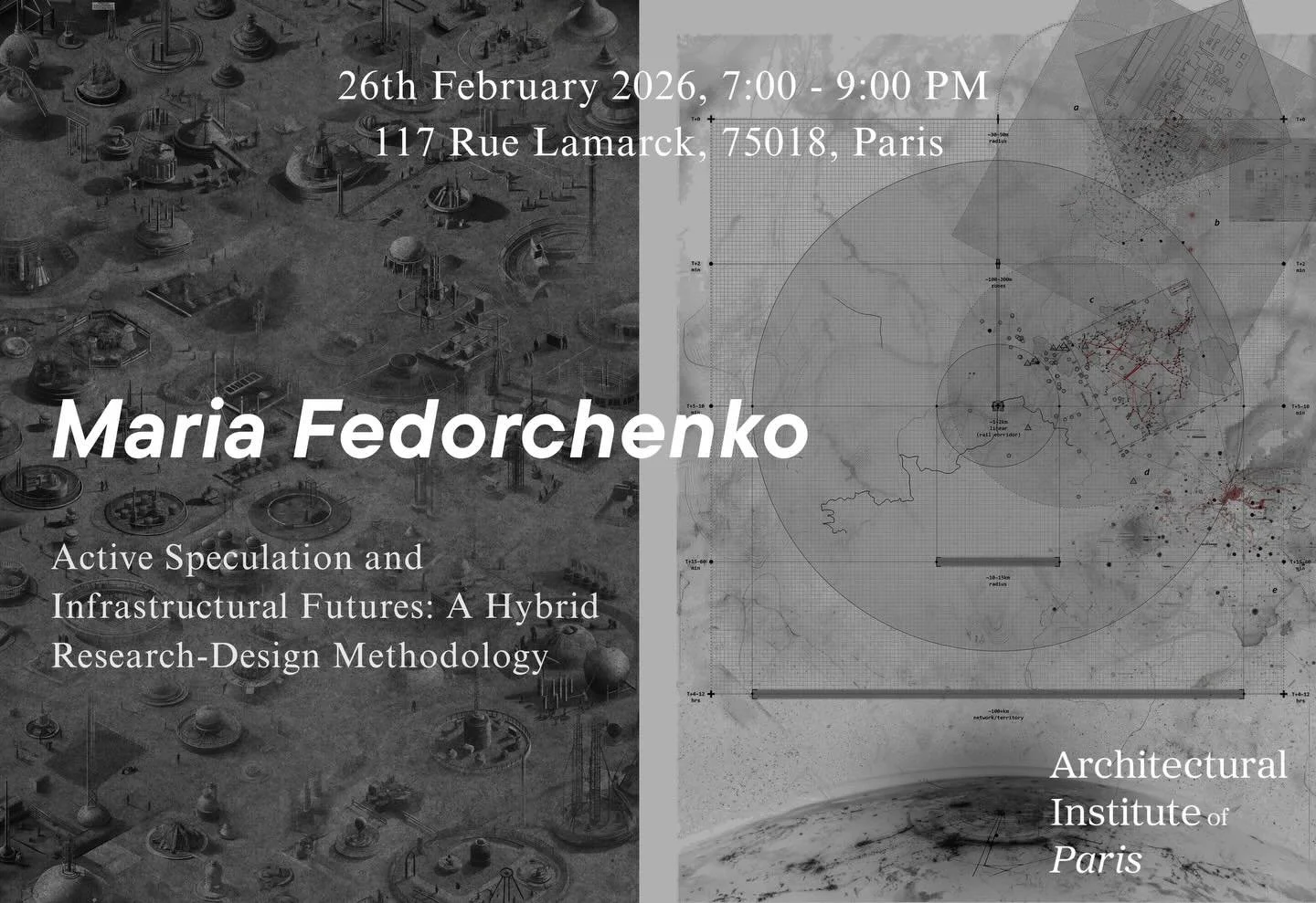 Public Lecture | February 26 
Maria Fedorchenko (Architectural Association, London)

Join us at AIP for a public lecture by Maria Fedorchenko. In this lecture, she considers how we might respond to complex infrastructural systems and dynamic processe