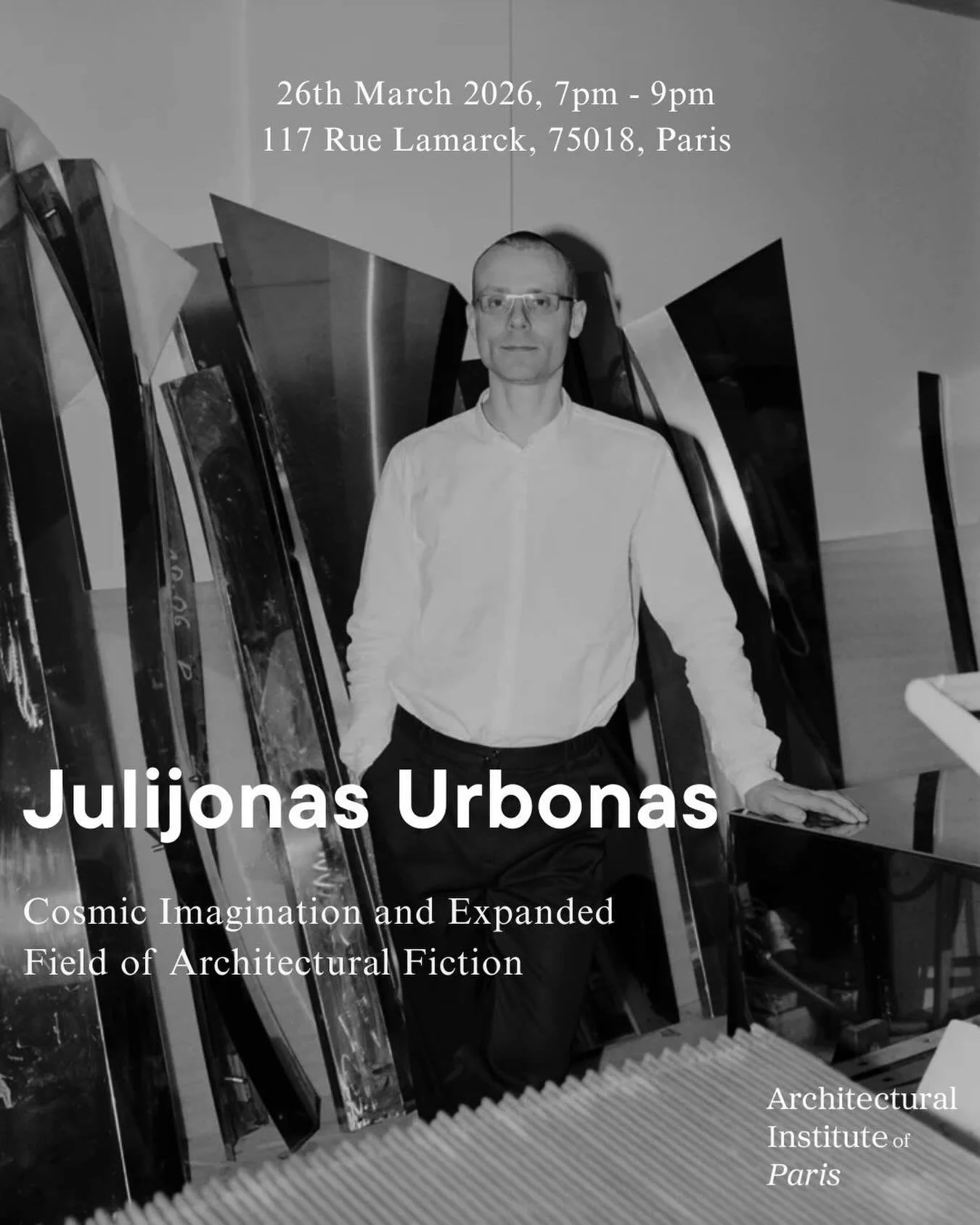 Public Lecture | March 26th 2026 
Julijonas Urbobas

What happens to architectural imagination once it leaves Earth? Crossing the K&aacute;rm&aacute;n line, the boundary between the earth&rsquo;s atmosphere and outer space, it becomes disoriented. Af