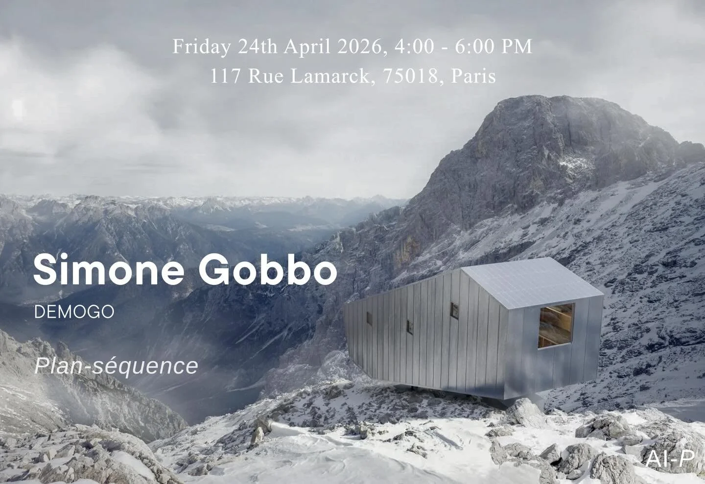Public Lecture - Simone Gobbo, DEMOGO &ldquo;Plan-s&eacute;quence&rdquo;.
Friday 24th April 2026, 4pm - 6pm
@architecturalinstitute , 117 rue Lamarck, 75018 Paris

The plan-s&eacute;quence cinematographic technique based on a continuouslong take, rep