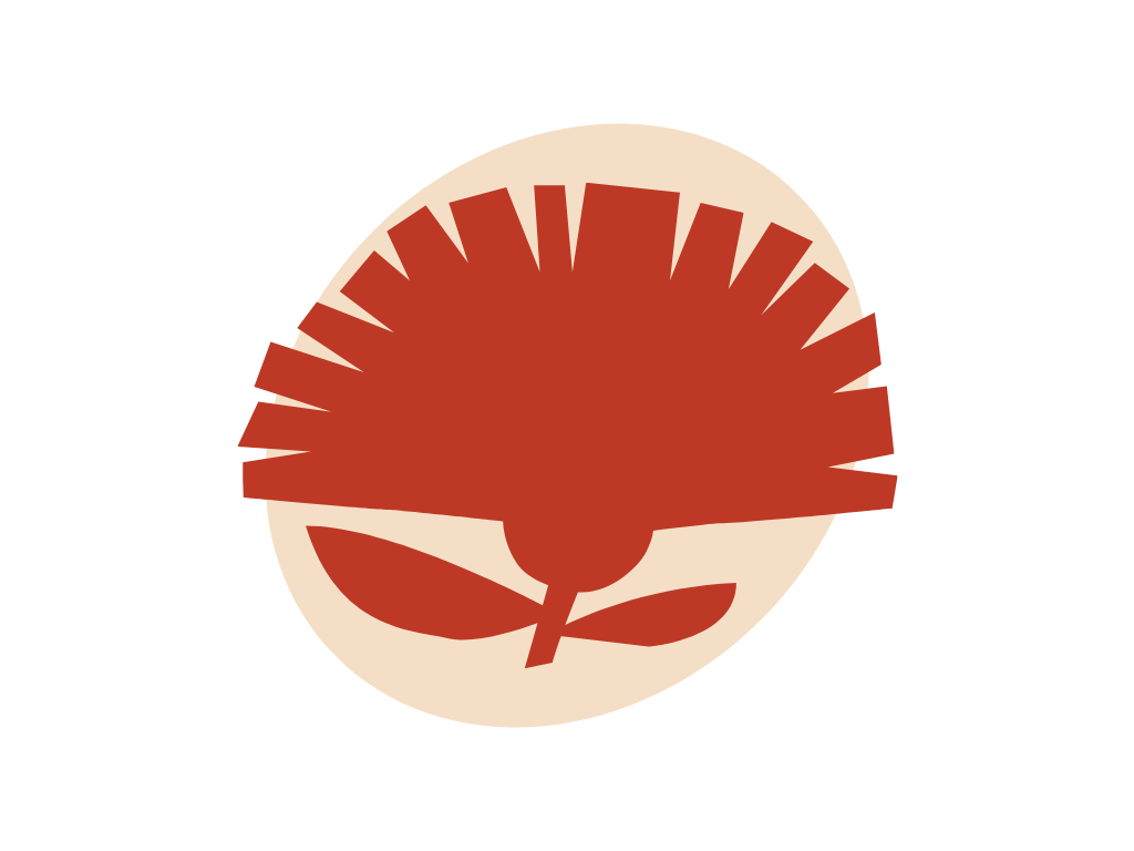 Illustration of a red plant, with a beige background