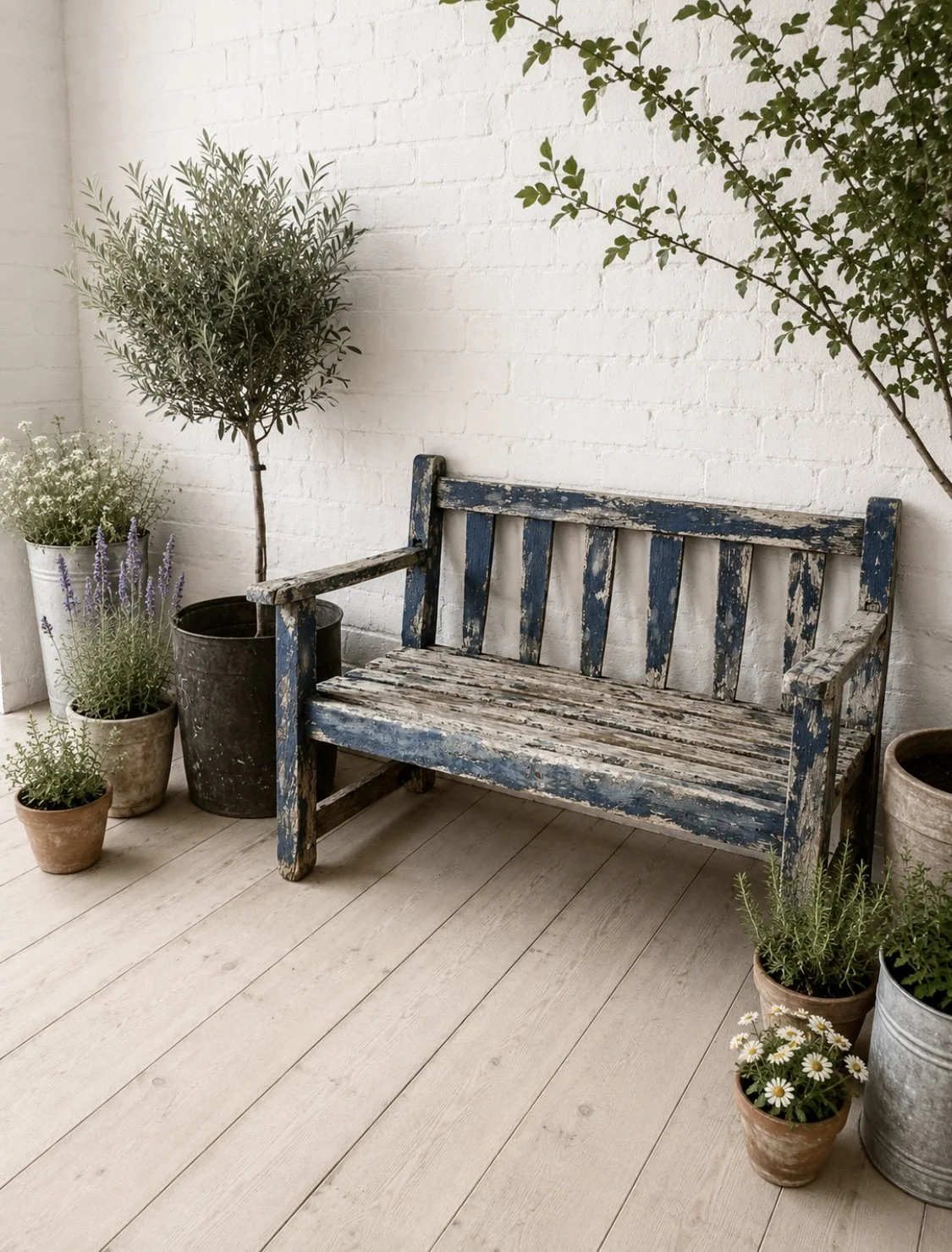 Indigo Blue Wooden Garden Bench
