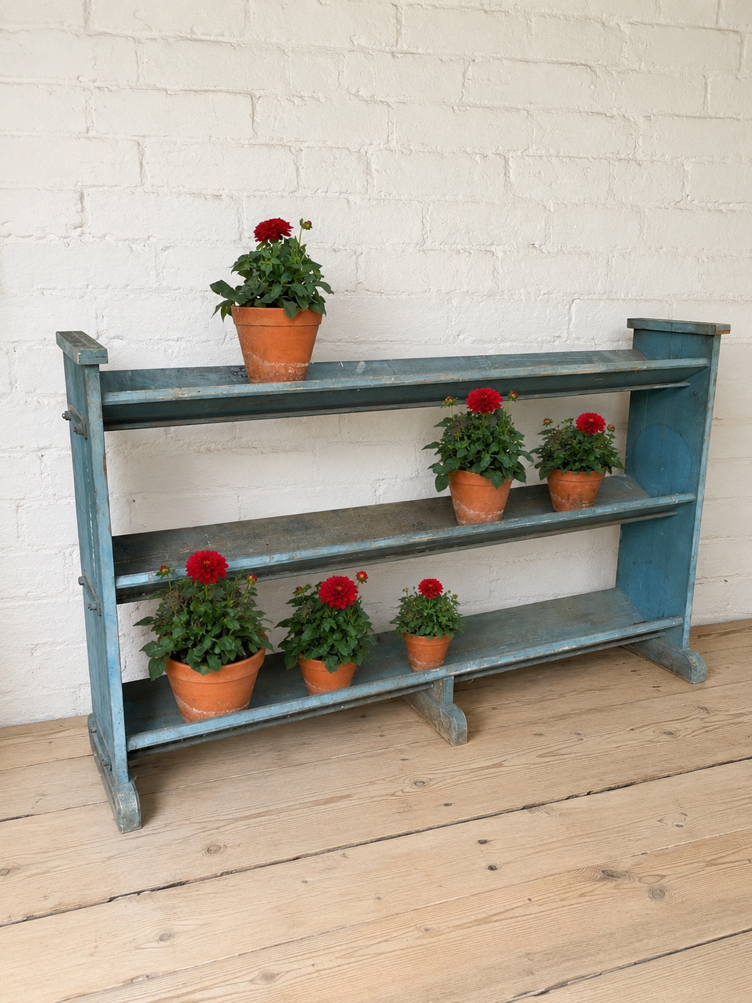 Vintage Industrial Wooden Trough Shelf