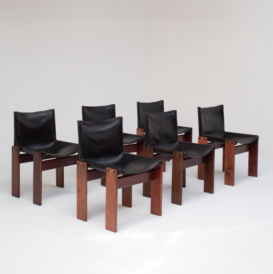 Set of 6 Monk Chairs by Afra & Tobia Scarpa for Molteni, 1970s