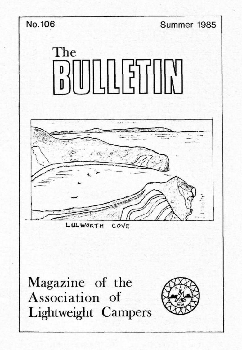 Cover of a magazine titled 'The Bulletin,' with a drawing of Lulworth Cove as viewed from above
