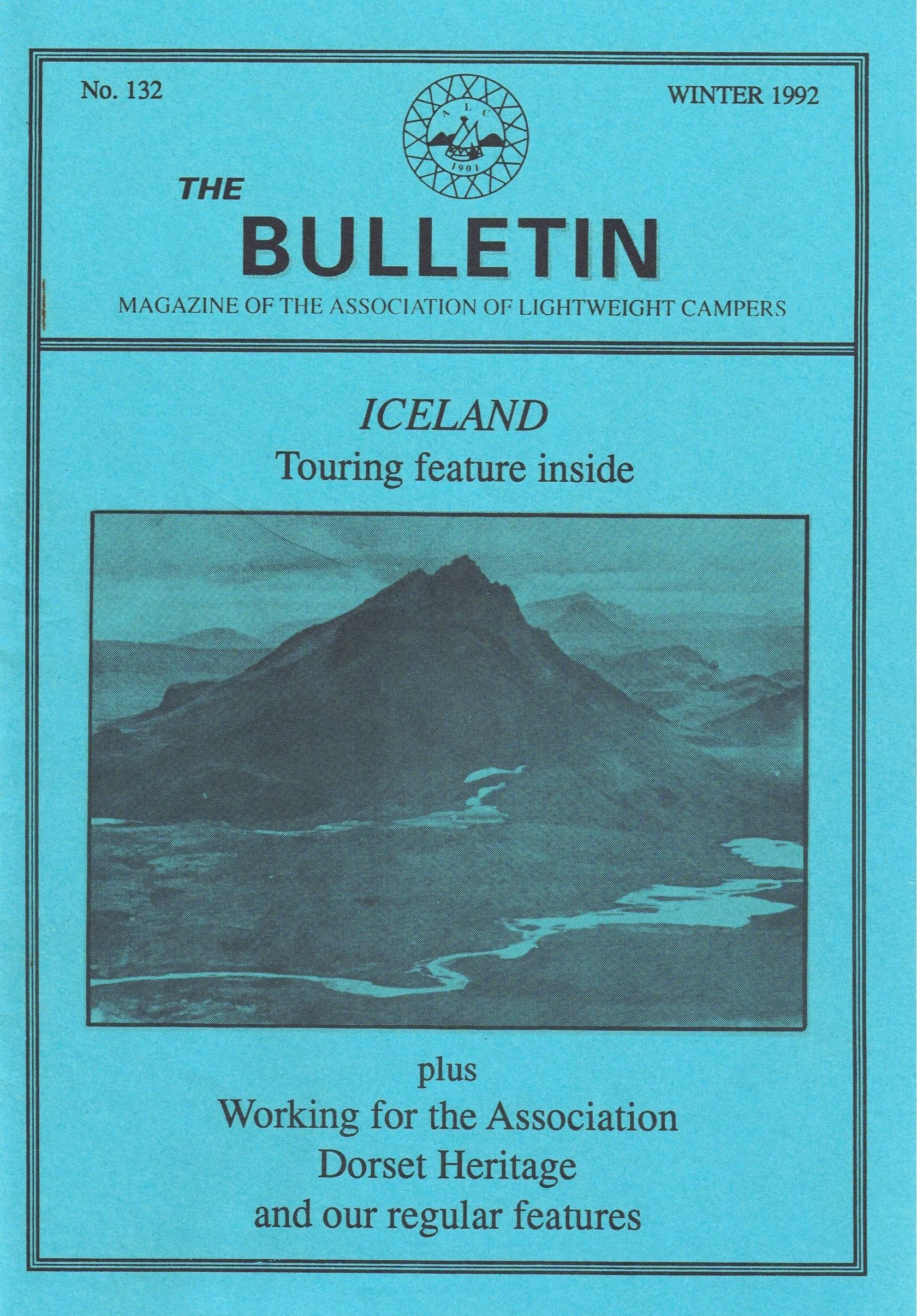 Cover page of a 1992 magazine titled "The Bulletin", featuring a photograph of the mountains and rivers of Iceland