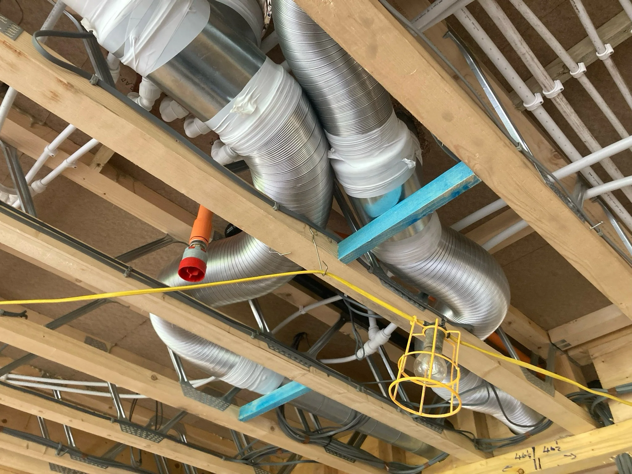 MVHR, wales sprinkler systems, services in posi-joists.