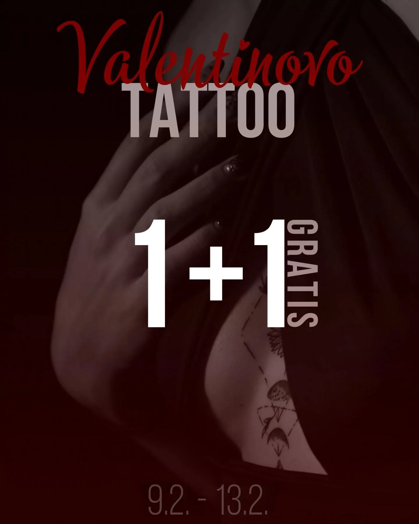 Zbog velikog interesa pro&scaron;le godine, ovog smo vam Valentinova pripremili cijeli tjedan ljubavi tijekom kojeg jednu tetovažu dobivate potpuno BESPLATNO! 🌹🎁

Preporučujemo rezervirati termin, a možete i samo navratiti do salona između 12 i 18 