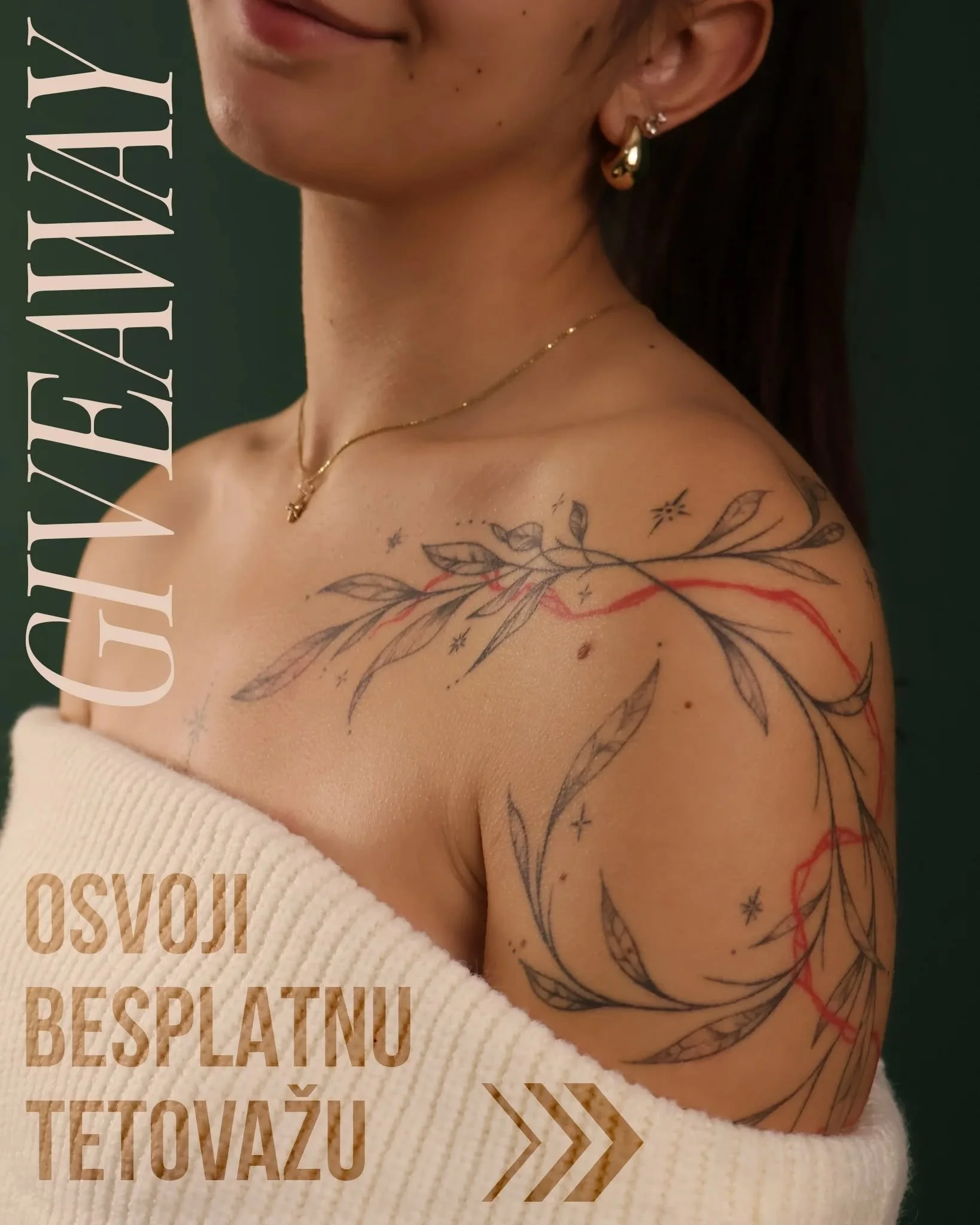 🎁 NAGRADNA IGRA 🎉

Ponovno je do&scaron;lo vrijeme za na&scaron; sada već tradicionalni giveaway, a ove godine SVI sudionici osvajaju 10% popusta na sljedeću tetovažu! 🥳

Nagrade:
1 x tetovaža u vrijednosti od 500 eura
1 x tetovaža u vrijednosti o