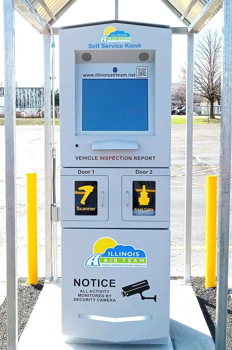 picture of self service kiosk located at 6959 W. Forest Preserve Drive, in Chicago, Illinois with a map of the location next to the kiosk image