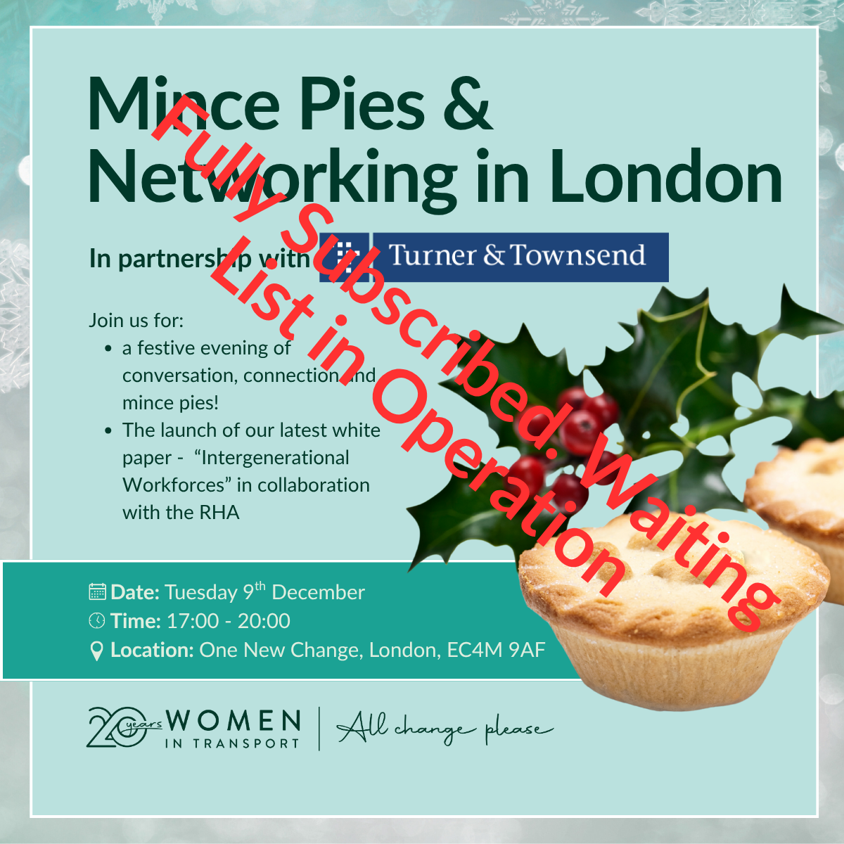 Mince Pies &amp; Networking in London - Fully Subscribed. Waiting List in Operation