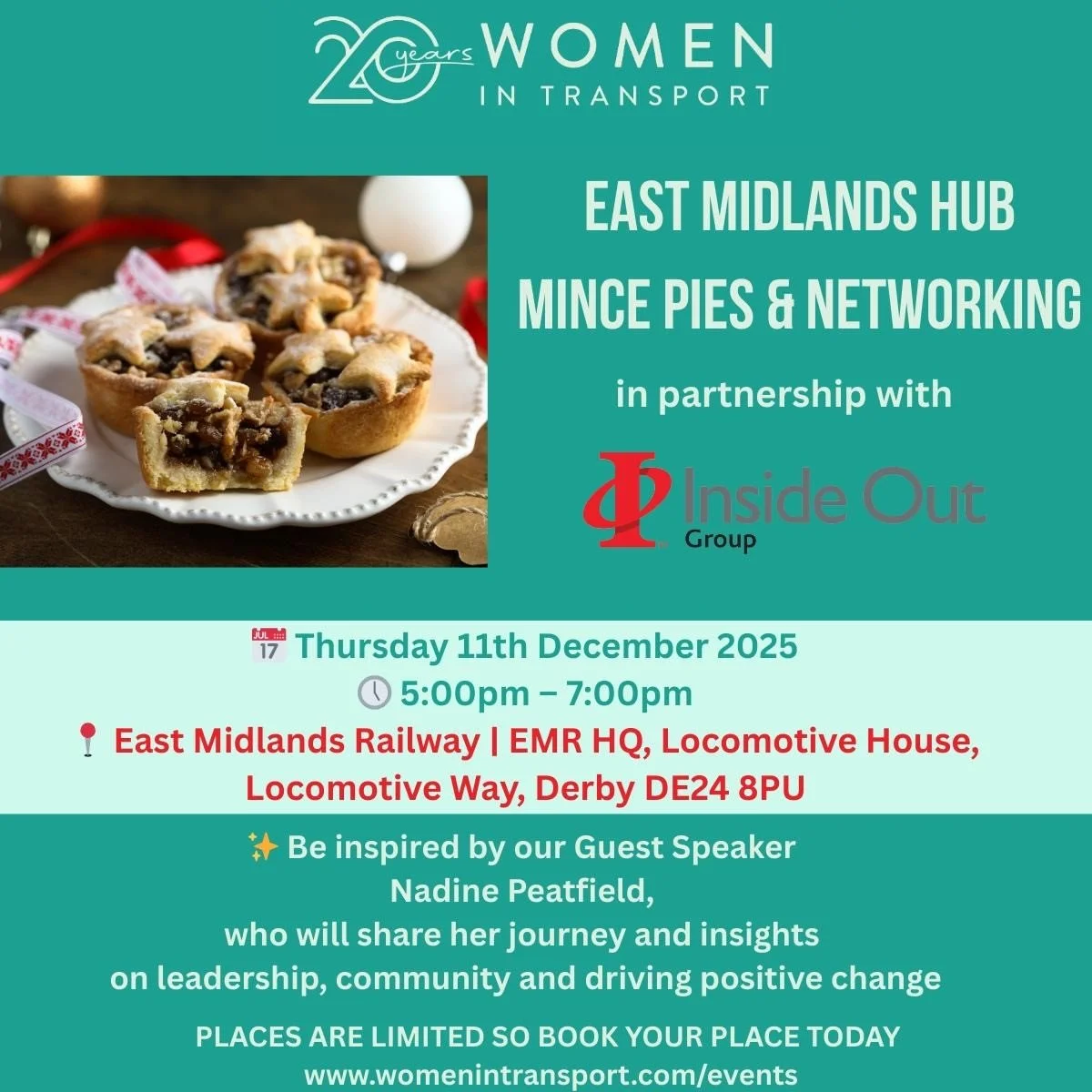 🎄 Women in Transport East Midlands Hub – Mince Pies and Networking 🎄NEW VENUE!!