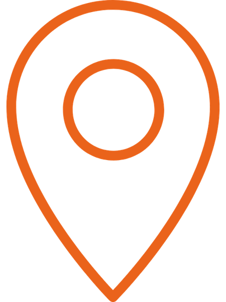 Map marker icon with an orange outline