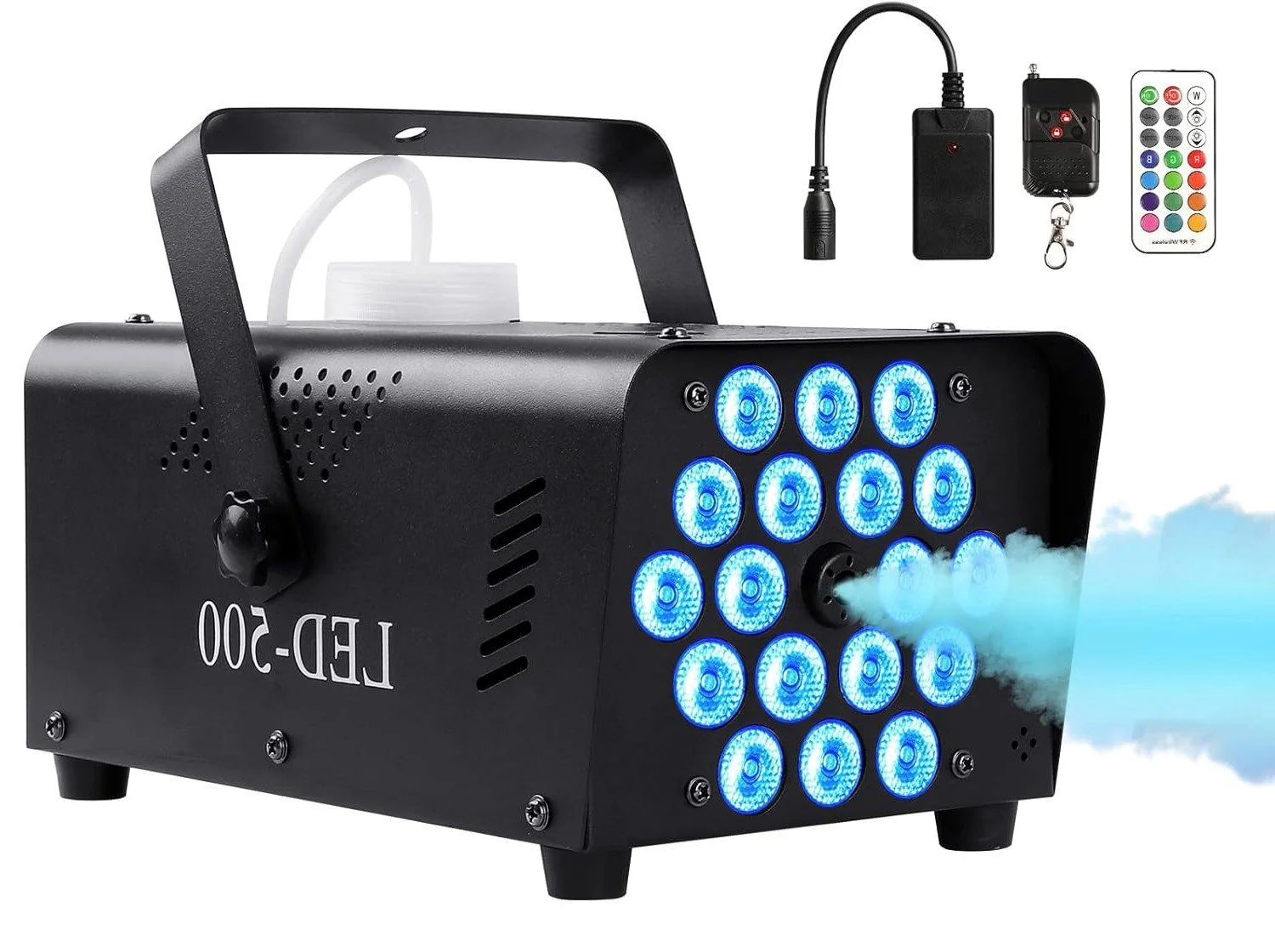 masina de fum 500w 18x led telecomanda