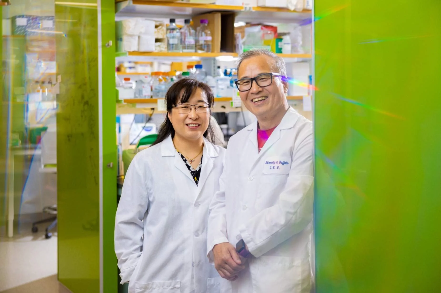 FOXG1 researchers Soo-Kyung Lee and Jae Lee at the FOXG1 Research Center after gene therapy cleared for clinical trials.