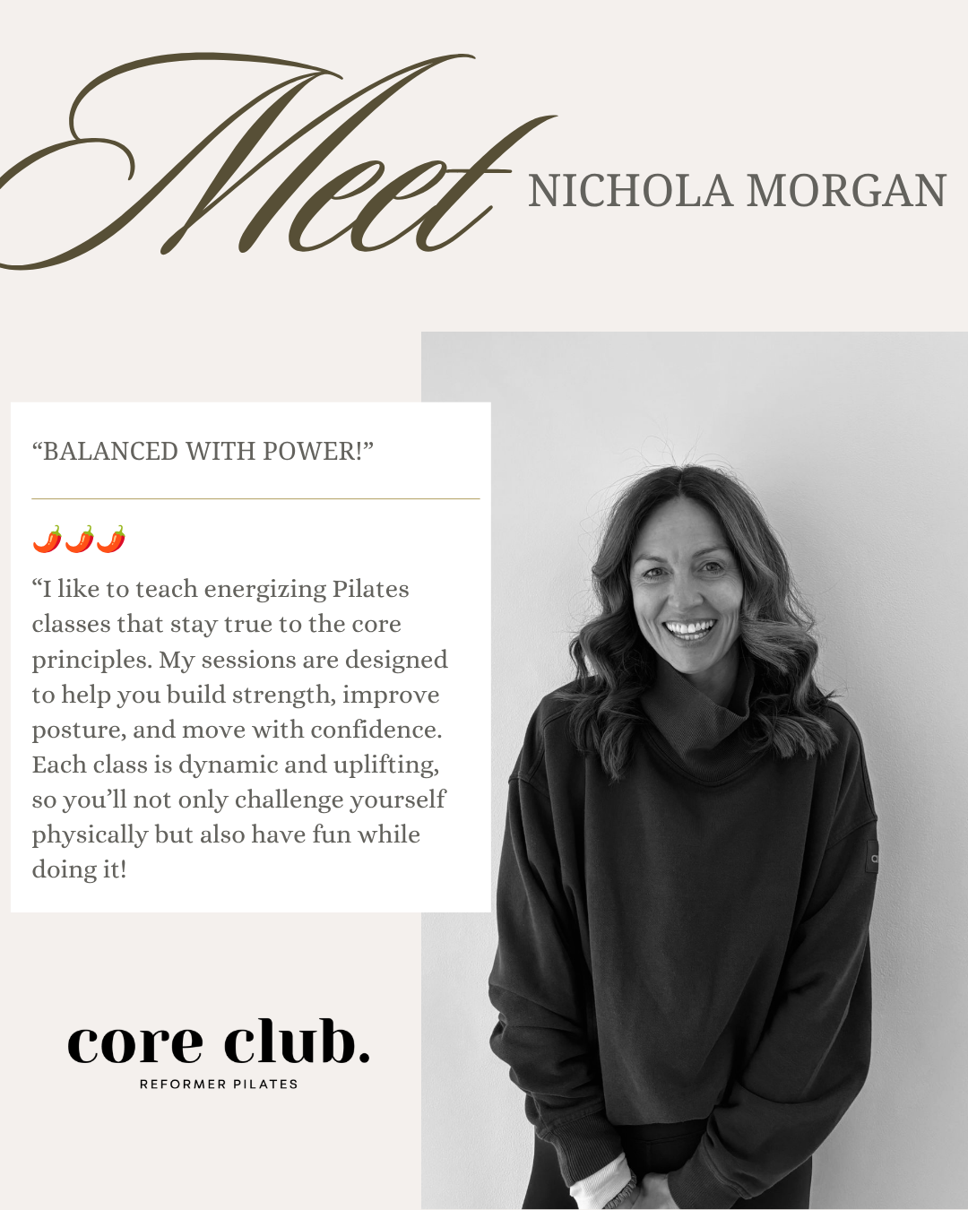 Nichola Morgan, Reformer Pilates instructor at Core Club.
