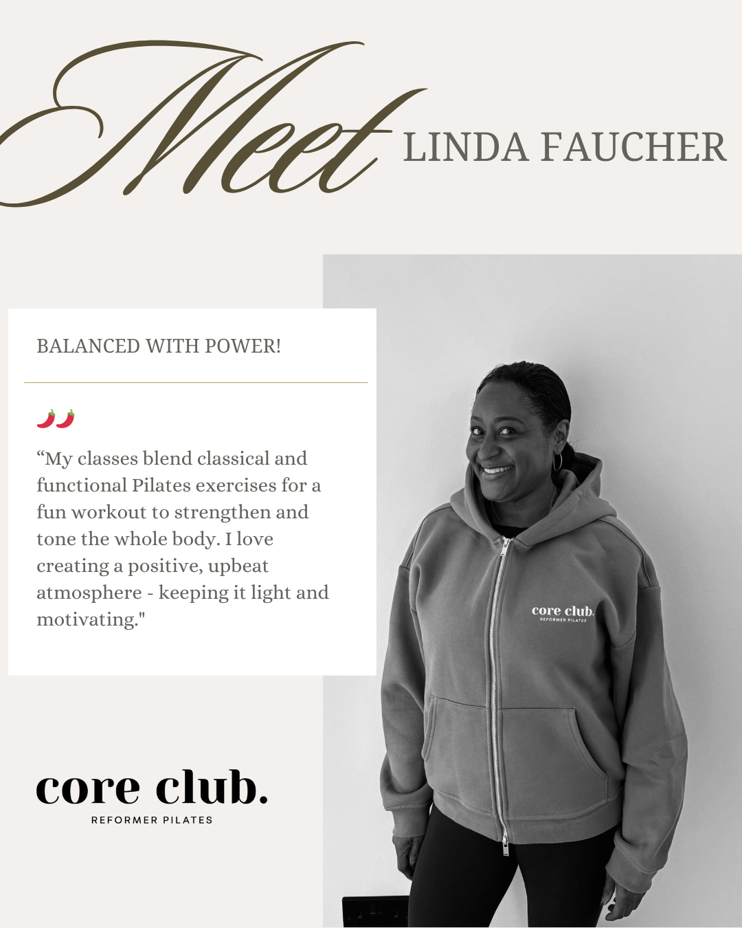 Linda Faucher, Reformer Pilates instructor at Core Club.
