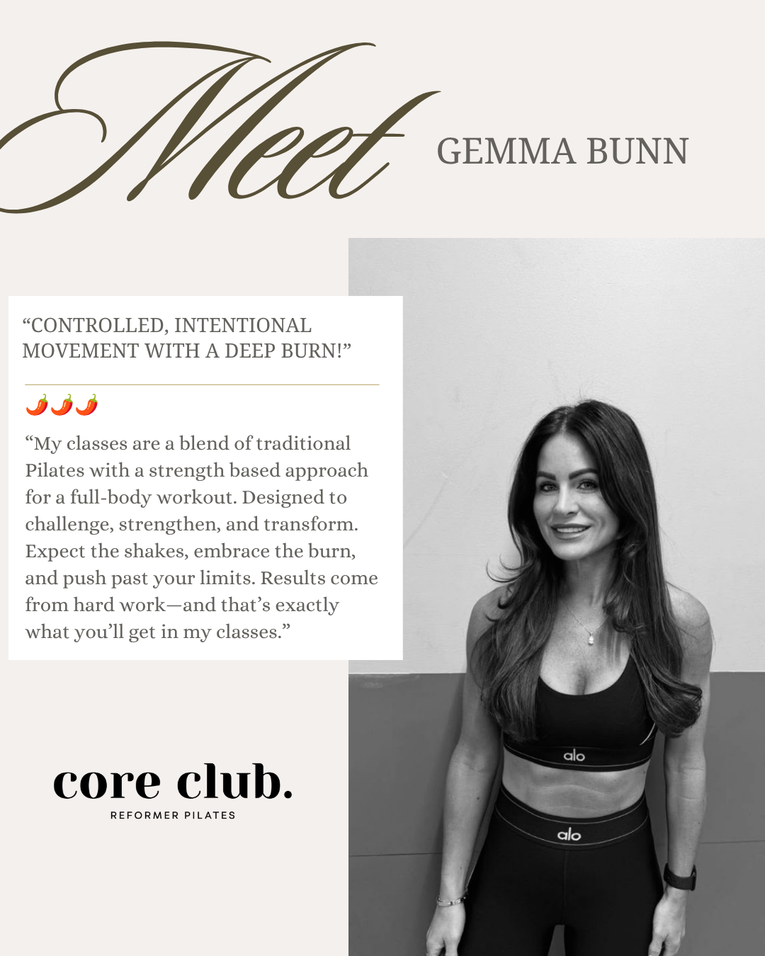 Gemma Bunn, Reformer Pilates instructor at Core Club.