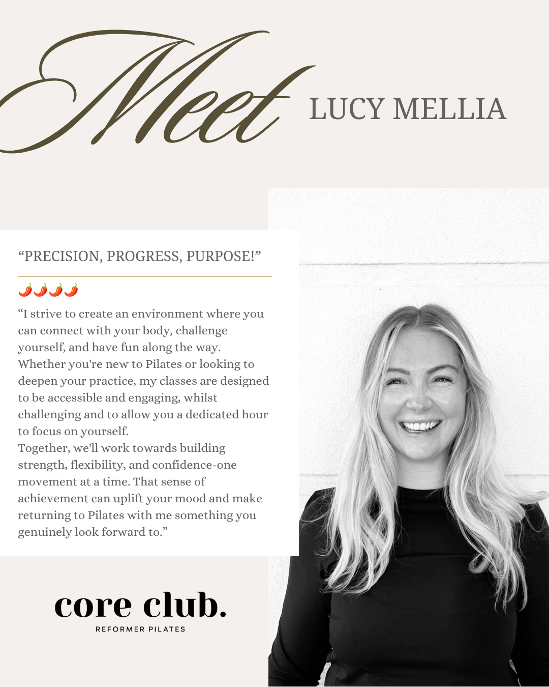  Lucy Mellia, Reformer Pilates instructor at Core Club.