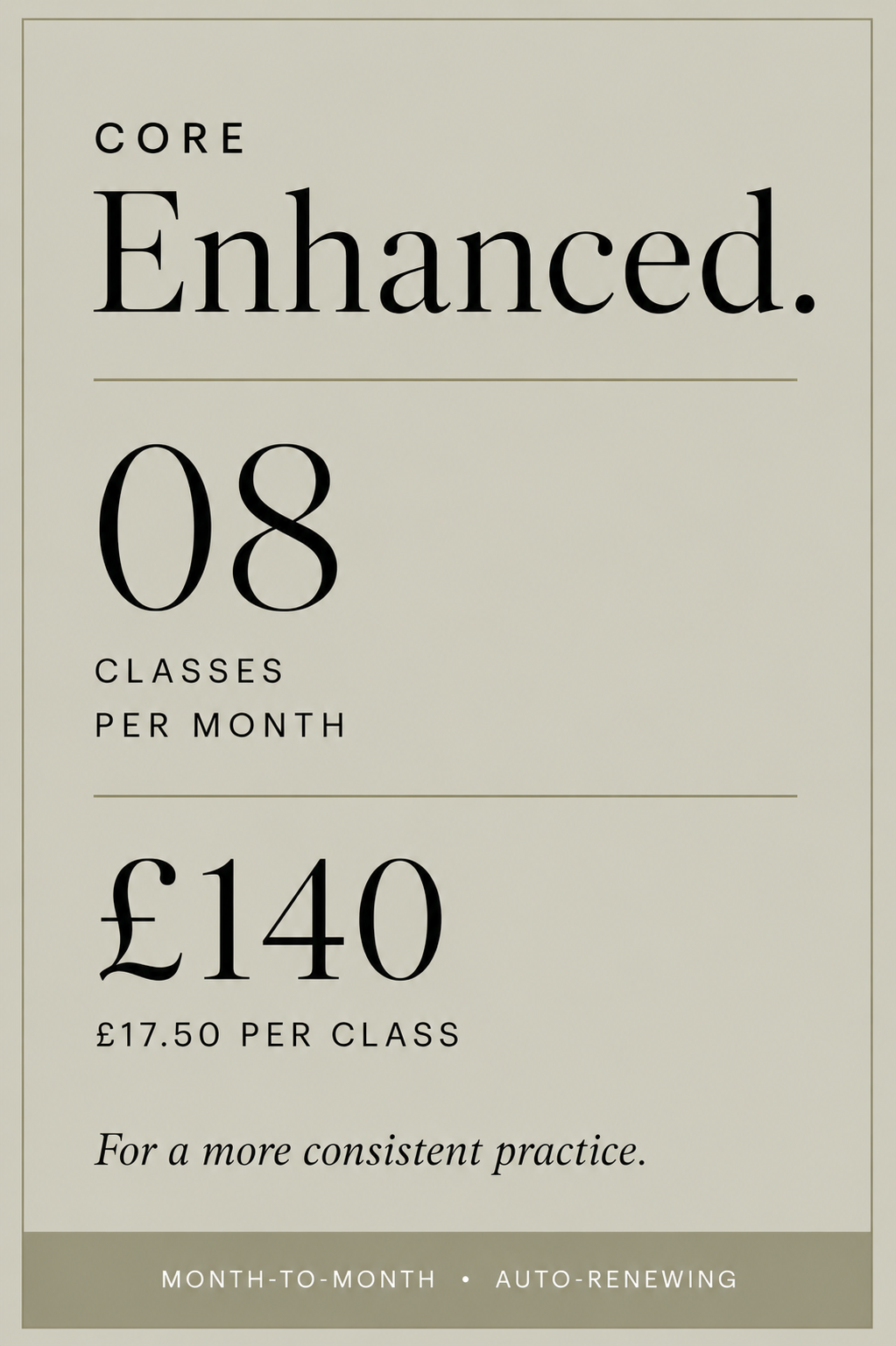 Core Club Reformer Pilates Enhanced 8 Class membership.