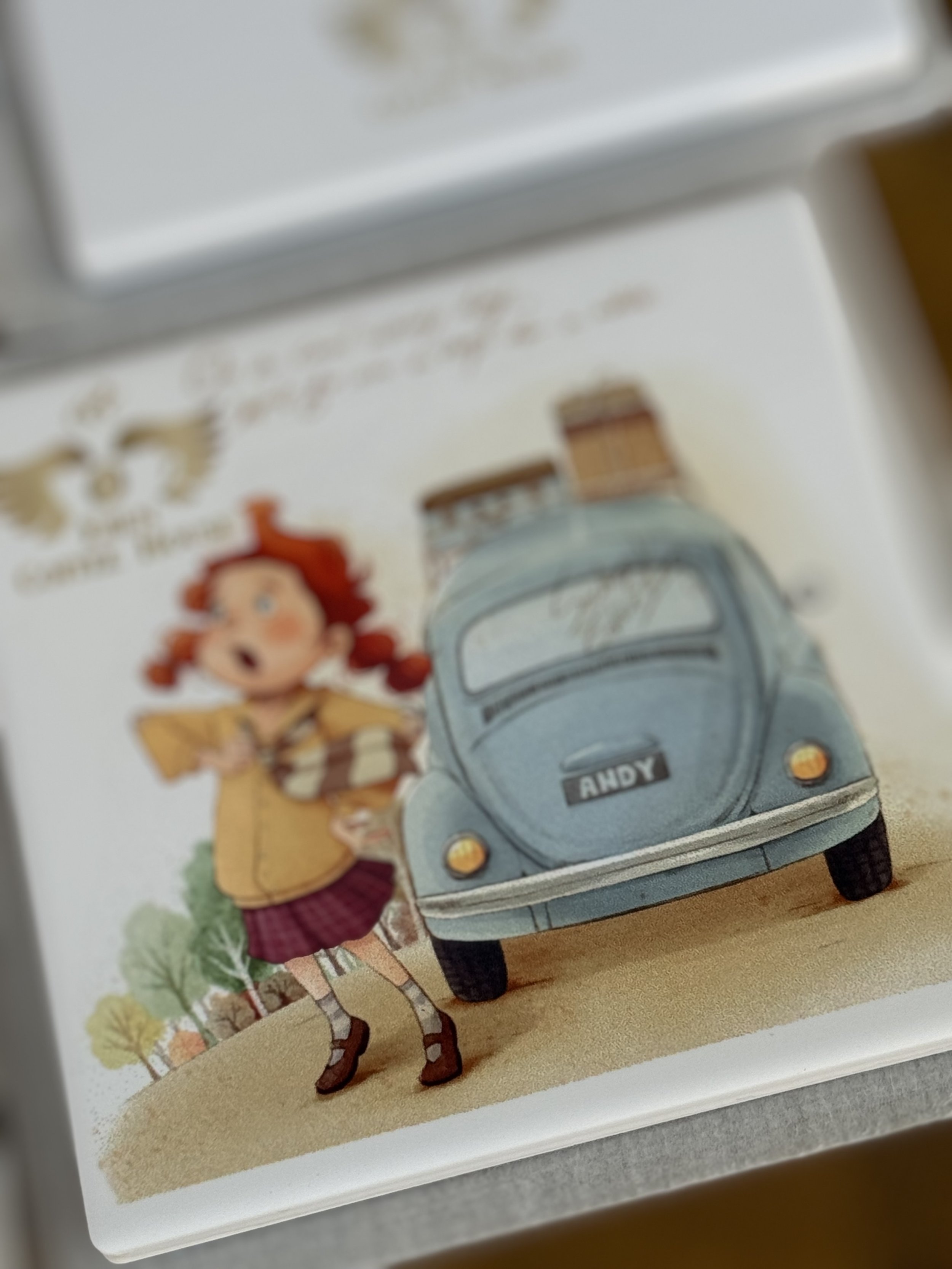 Wonderland Series with Blue Car, Trivet, Place Mat, Glass Tumbler, Stainless Steel Tumbler
