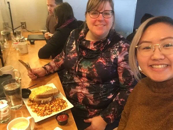 Tiffany and I having brunch together on our way home from Windsor Saturday morning. Not the best picture of me, but it had been a full week.