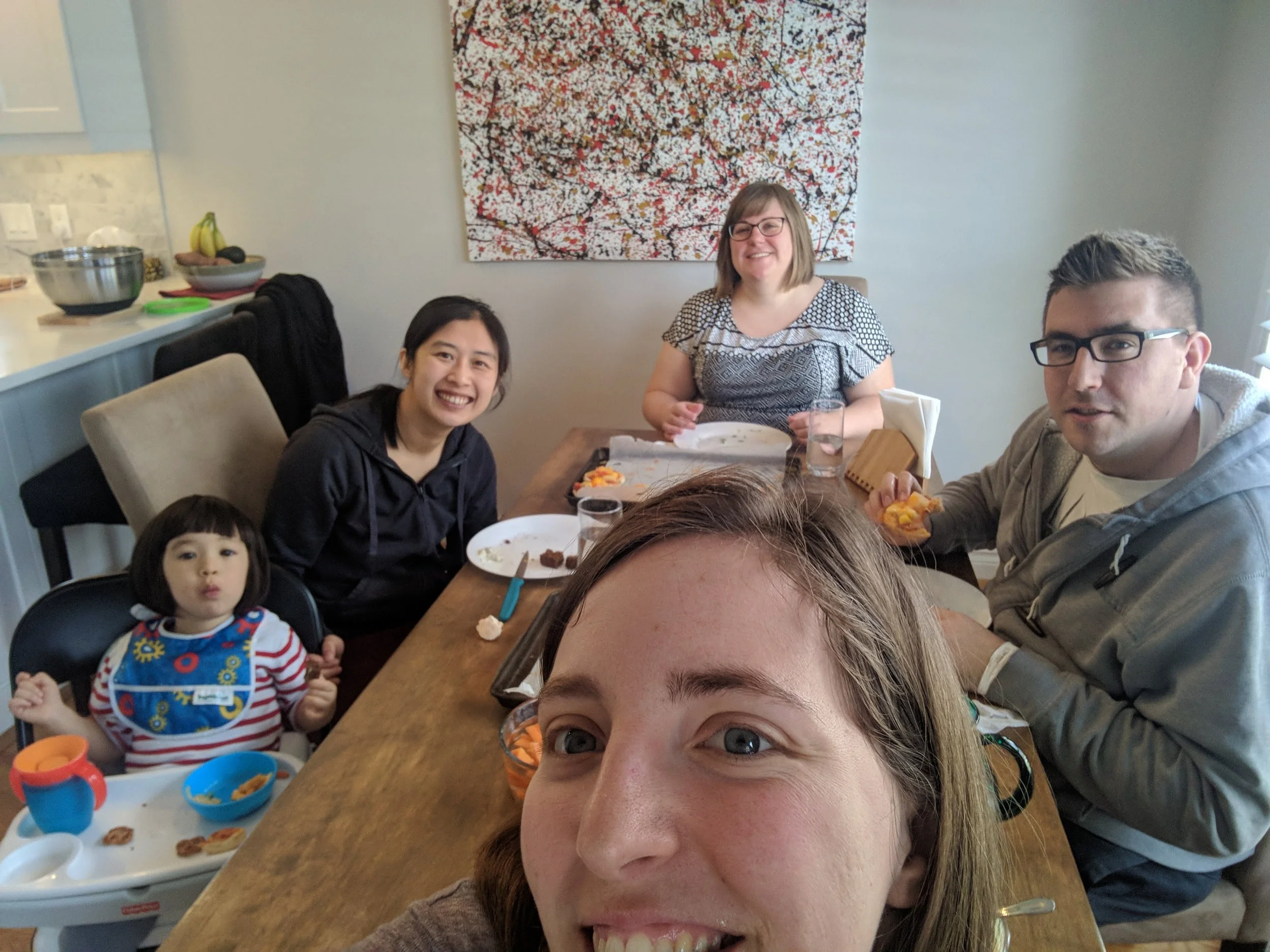 Having lunch with my sister and Trevor's family on the day he was released from the hospital.