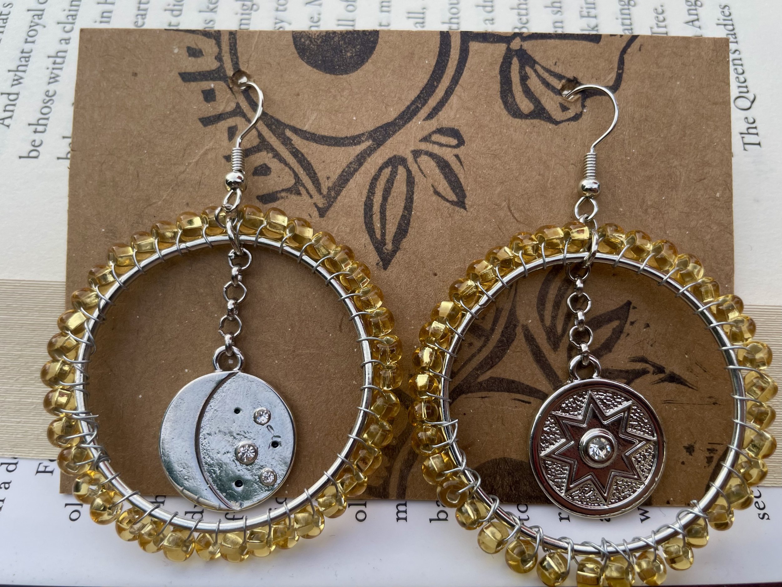 Sun and Moon Beaded Hoops