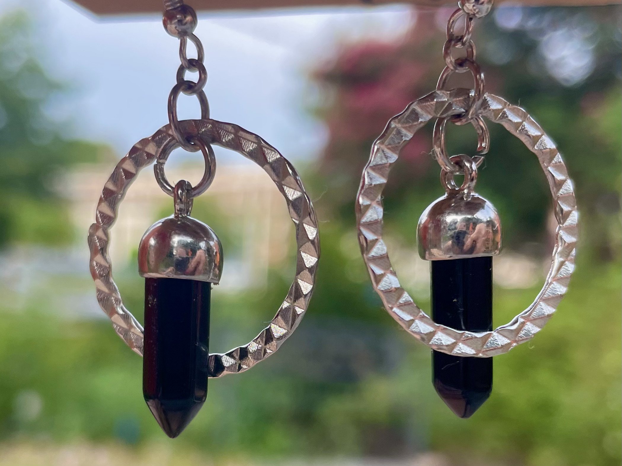 Dyed Black Jasper Hoops