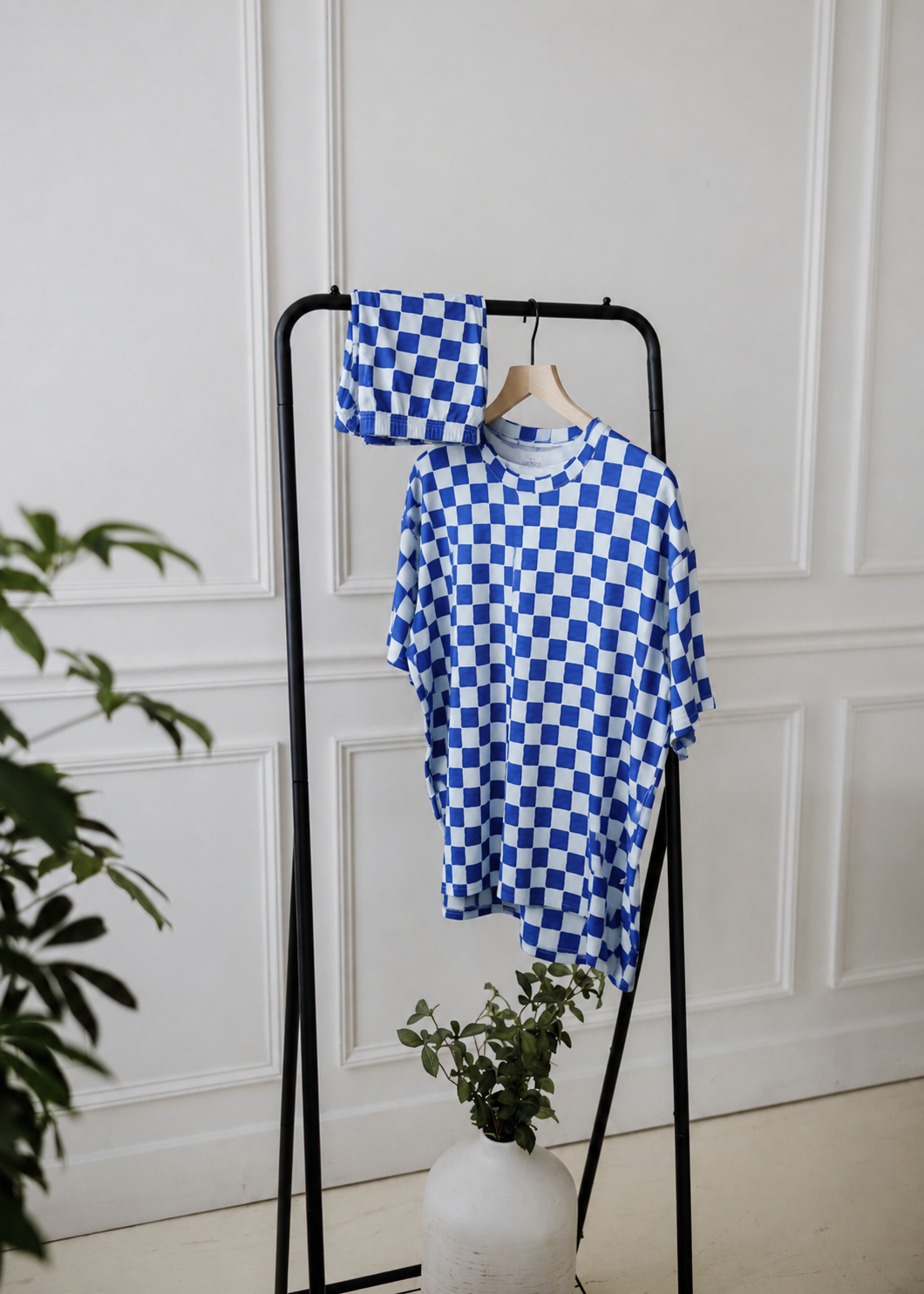 PREORDER - Saltwater Checks Bamboo Biker Short Set