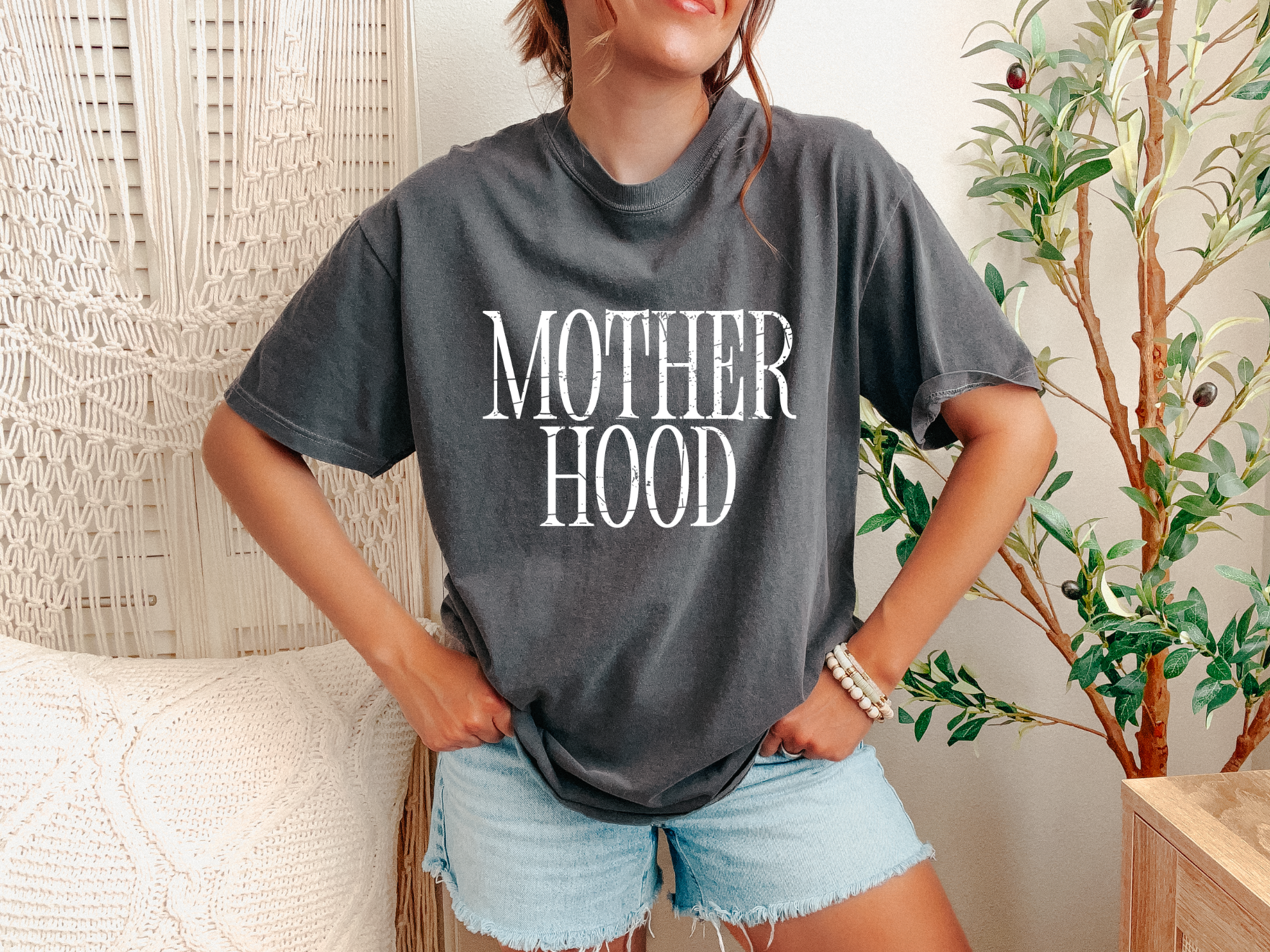 Distressed Motherhood Graphic Tee