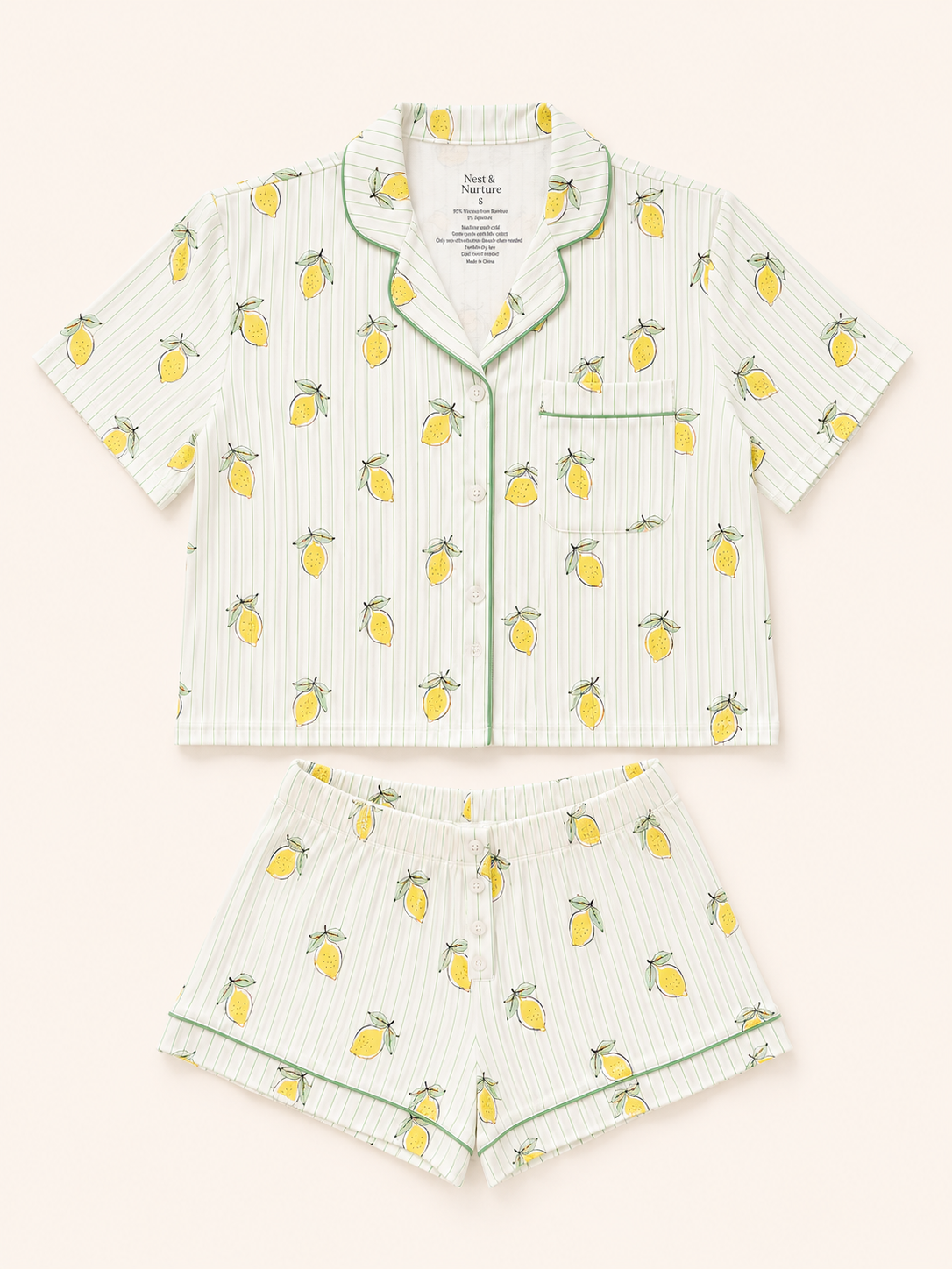 PREORDER - Lemon Drop Bamboo Button Up Short Sleeve PJ Set