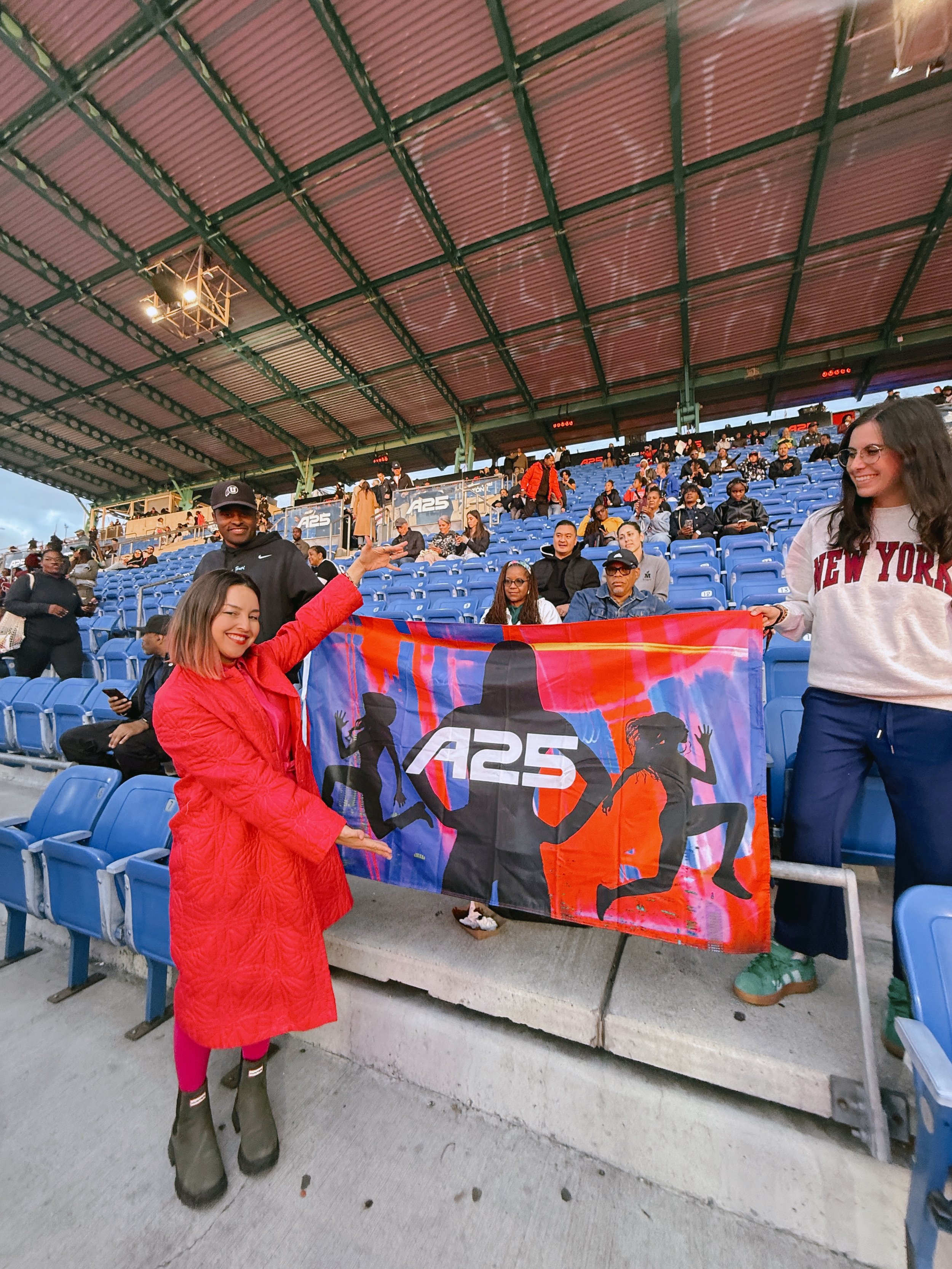 Icahn Stadium NYC;  art and sports, public art commission, flag design, Los Angeles artist, creative director, female empowerment art, textile design, flag design, brand collaboration