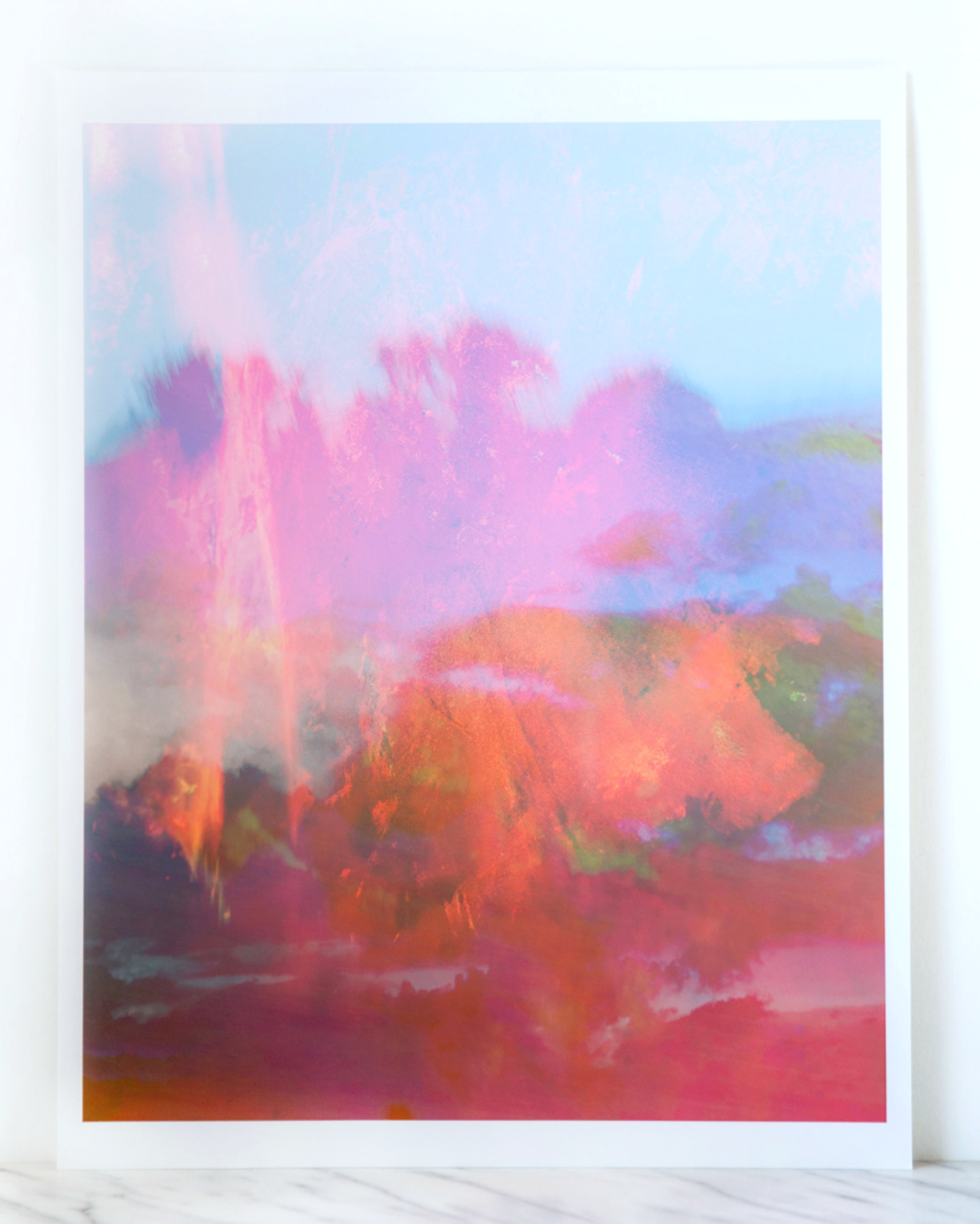 Breathe Like Air - Air — a luminous abstract print by Faith-Ann Young, featuring soft pink, violet, and sky-blue forms, evoking breath, clarity, and intuitive light.