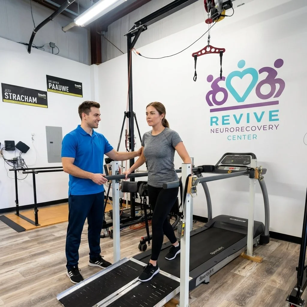 Patient working with a provider at a neurologic physical therapy clinic in Charlotte, NC, during a strength and balance training exercise