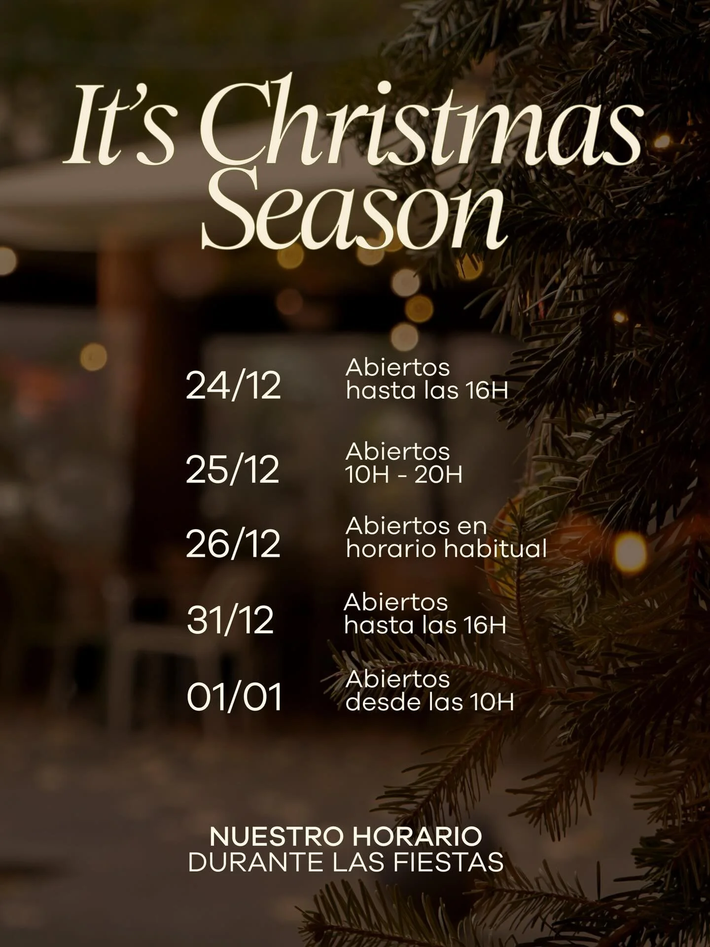 Aqu&iacute; les dejamos nuestros horarios durante las fiestas,
Os esperamos! ✨

Feliz Navidad blooming souls 🤍