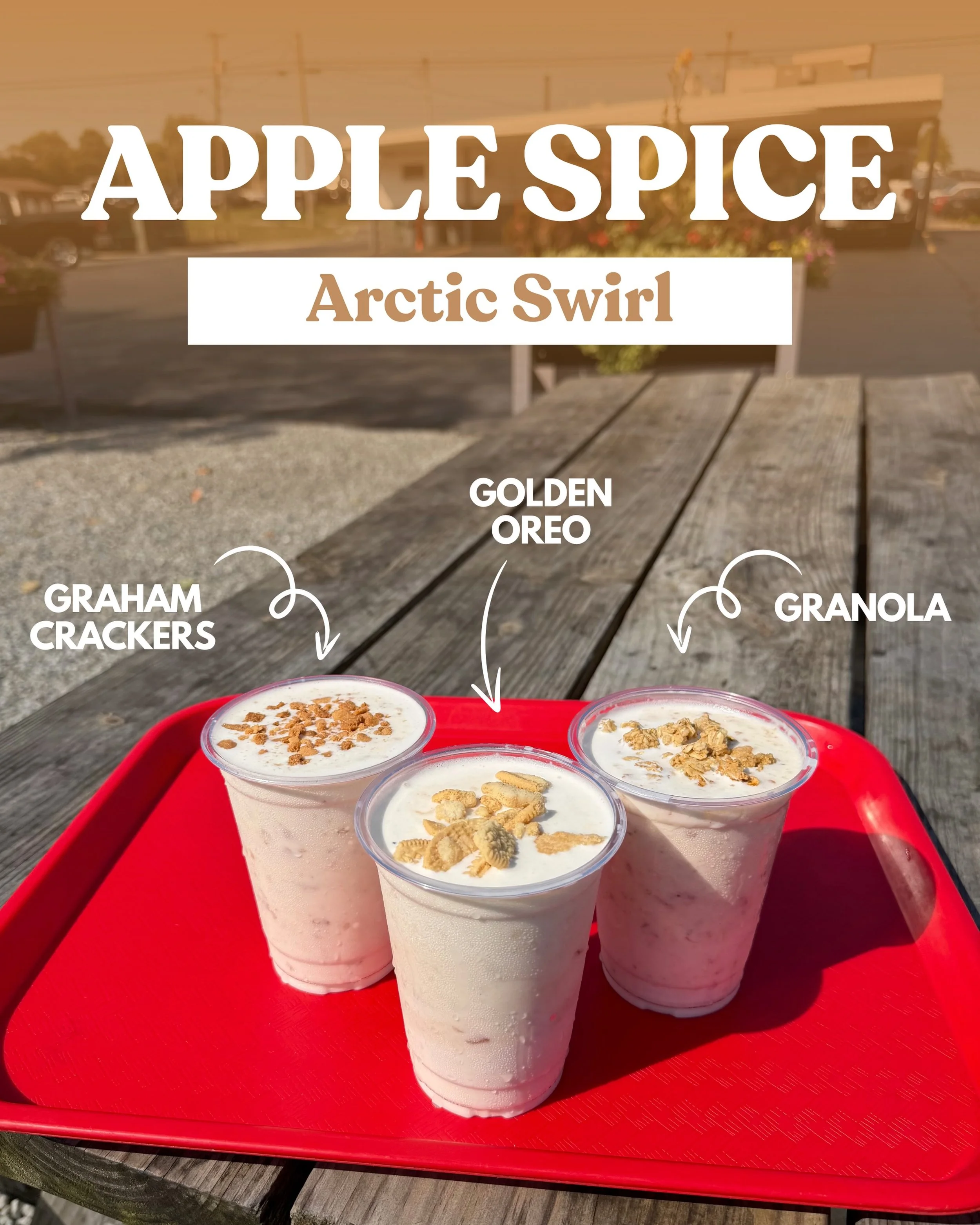 A little apple, a little spice, and a whole lot to love&mdash;meet our new Apple Spice Arctic Swirl 🍎🍂 

Make it your own with choice of granola, graham crackers, or Golden Oreos. You can also enjoy Apple Spice in other menu favorites, including a 