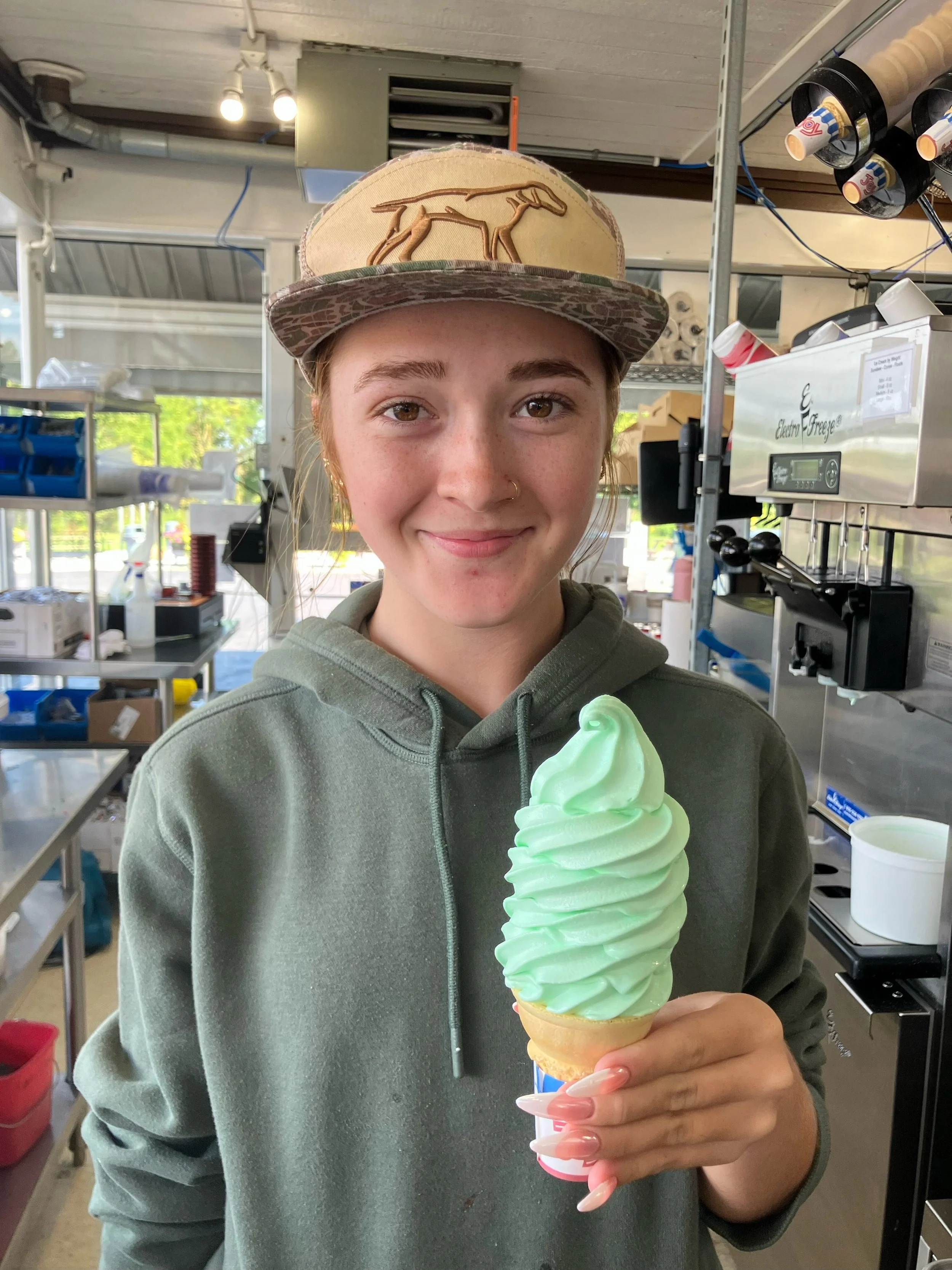 Cool, creamy and full of refreshing mint flavor. Our Mint soft serve ice cream is available now&mdash;come give it a try! 💚 

Note: this flavor is available through Monday, Sept. 21

📍240 S. Mill St. in Dalton, OH 
⏰ 11am&mdash;9pm daily