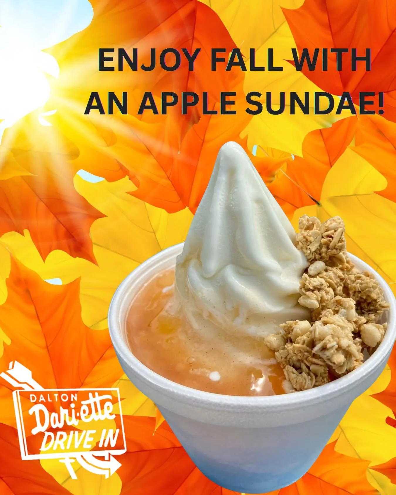 On a beautiful Sunday like today, enjoy a warm Apple Sundae!